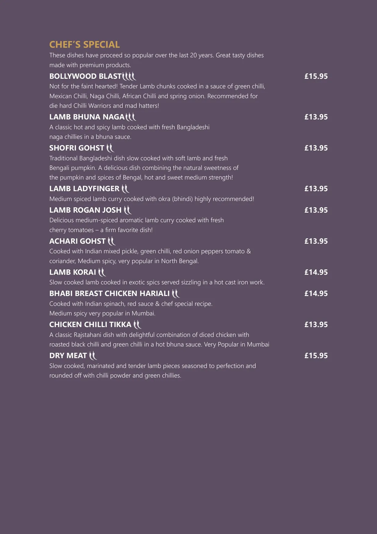 Masala Brick Lane menu, page 3