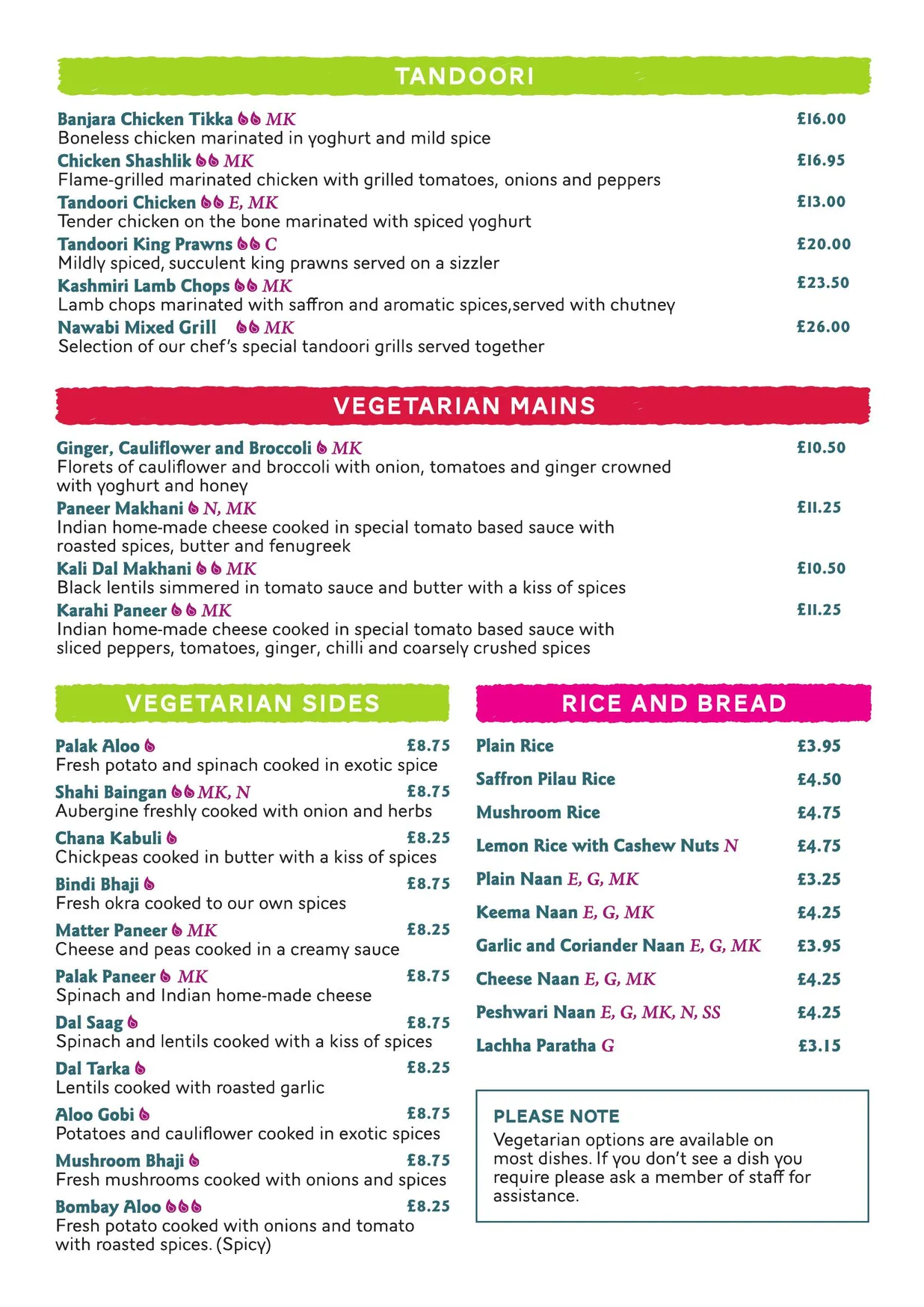 Indian Moment menu, page 5