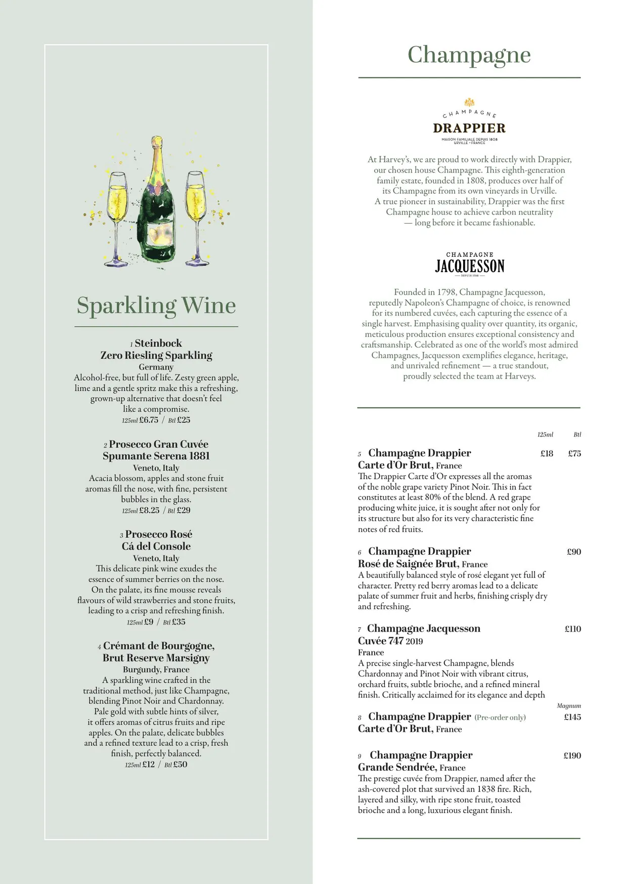 Harveys menu, page 4