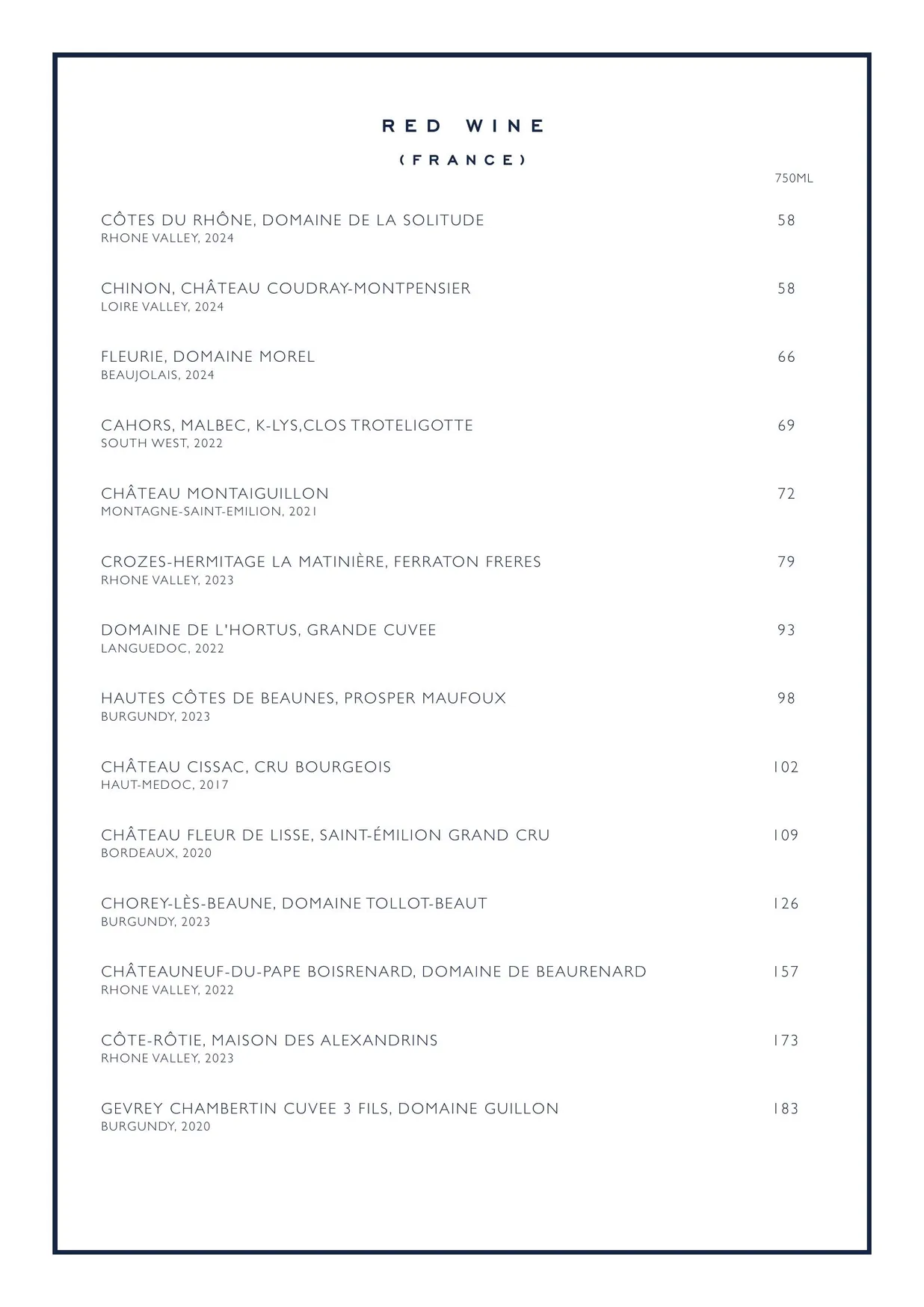 Chucs Belgravia menu, page 11