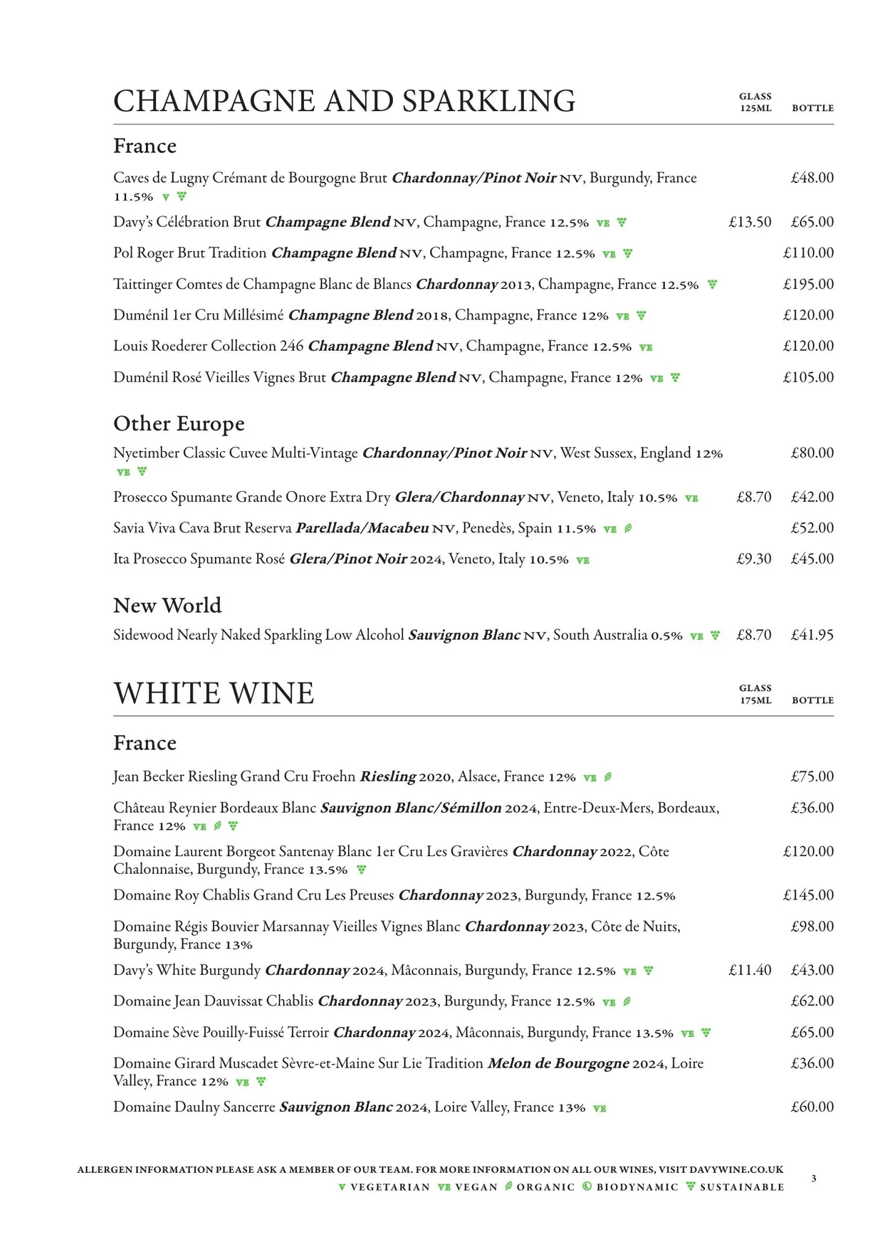 Mug House menu, page 5