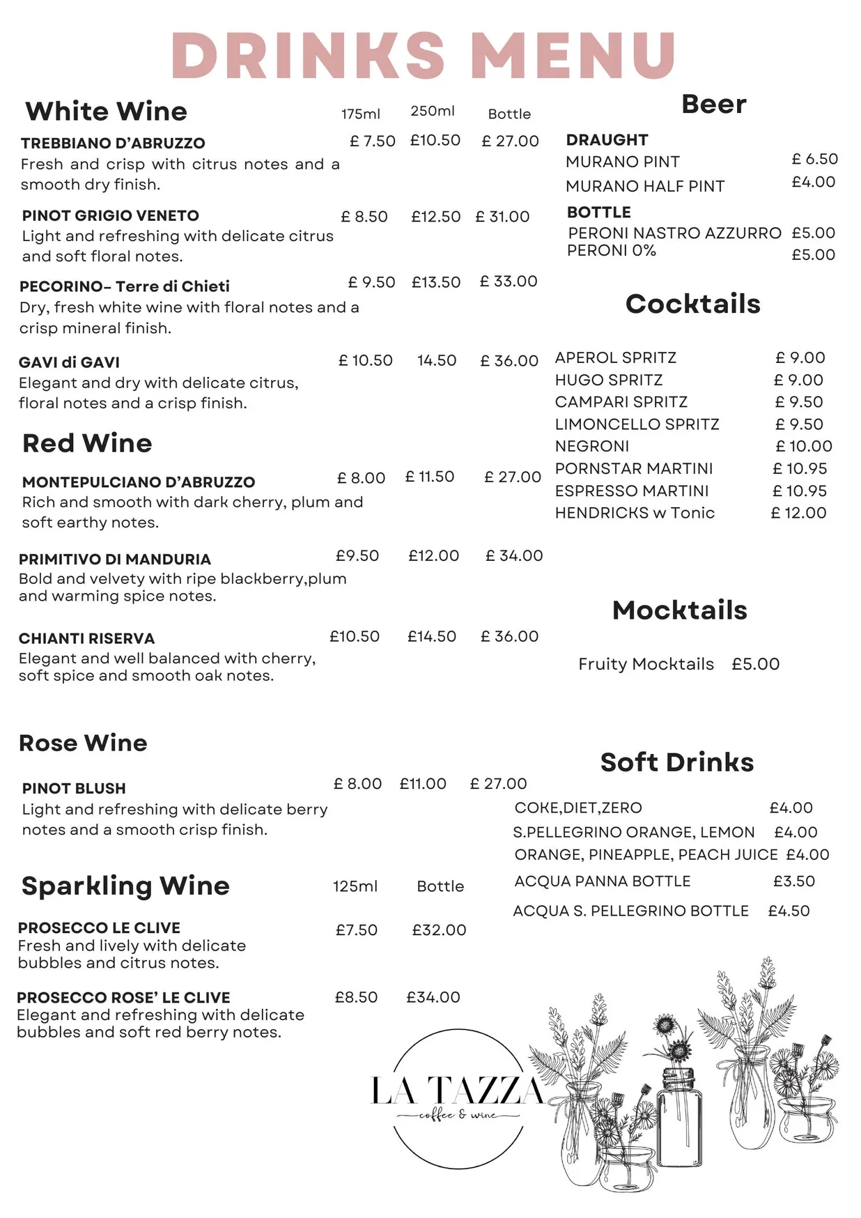 La Tazza menu, page 2