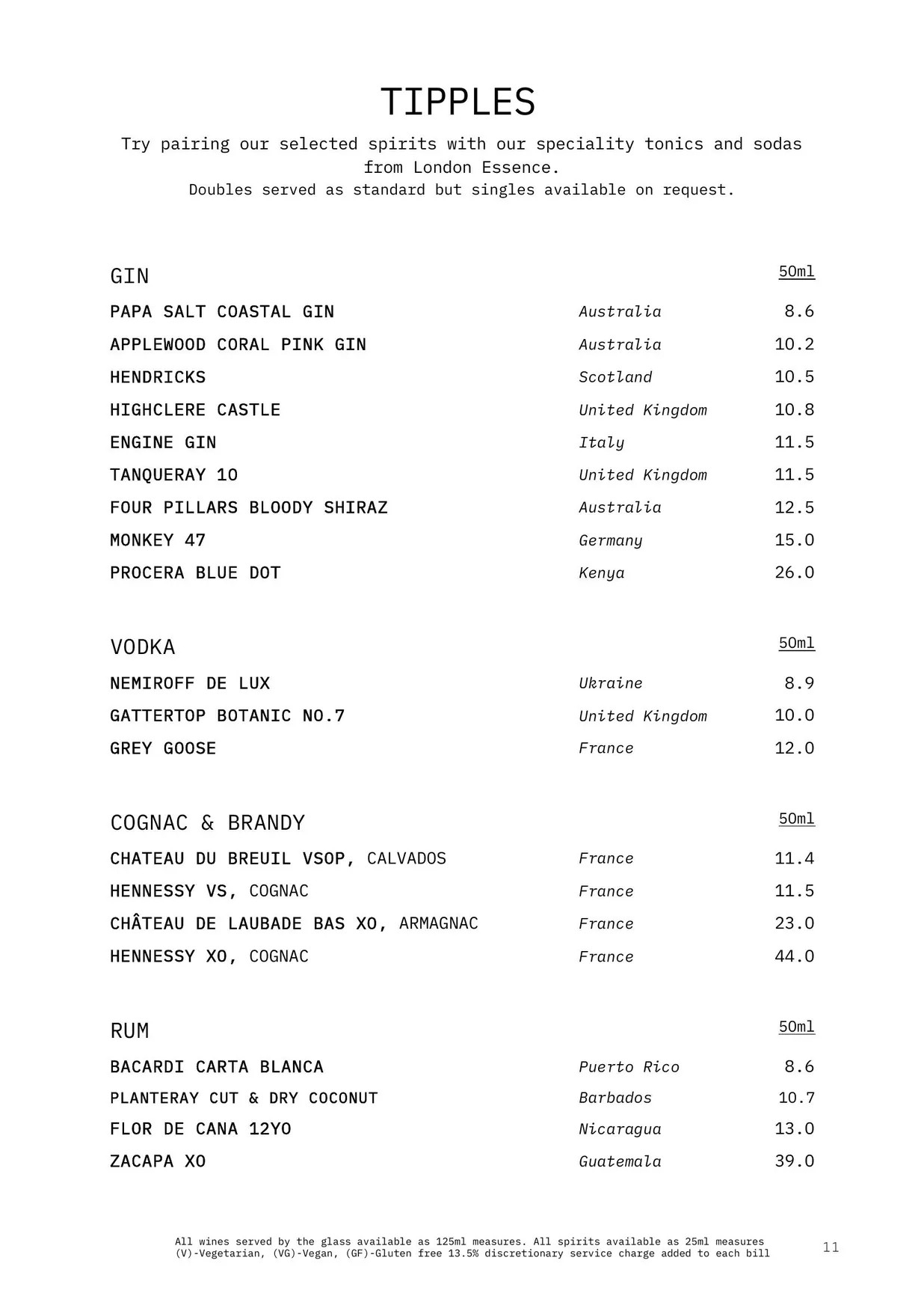Bondi Green menu, page 14