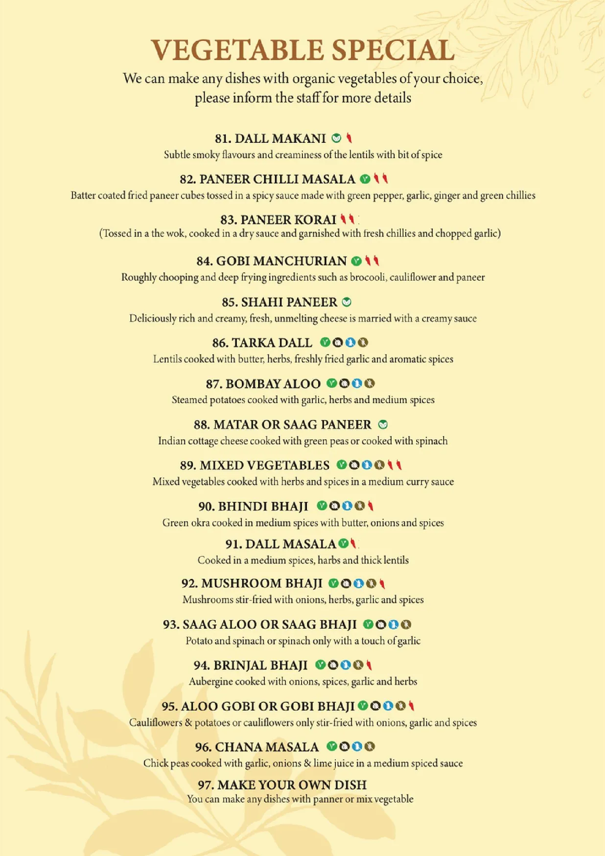 Maharaja of India SoHo menu, page 7