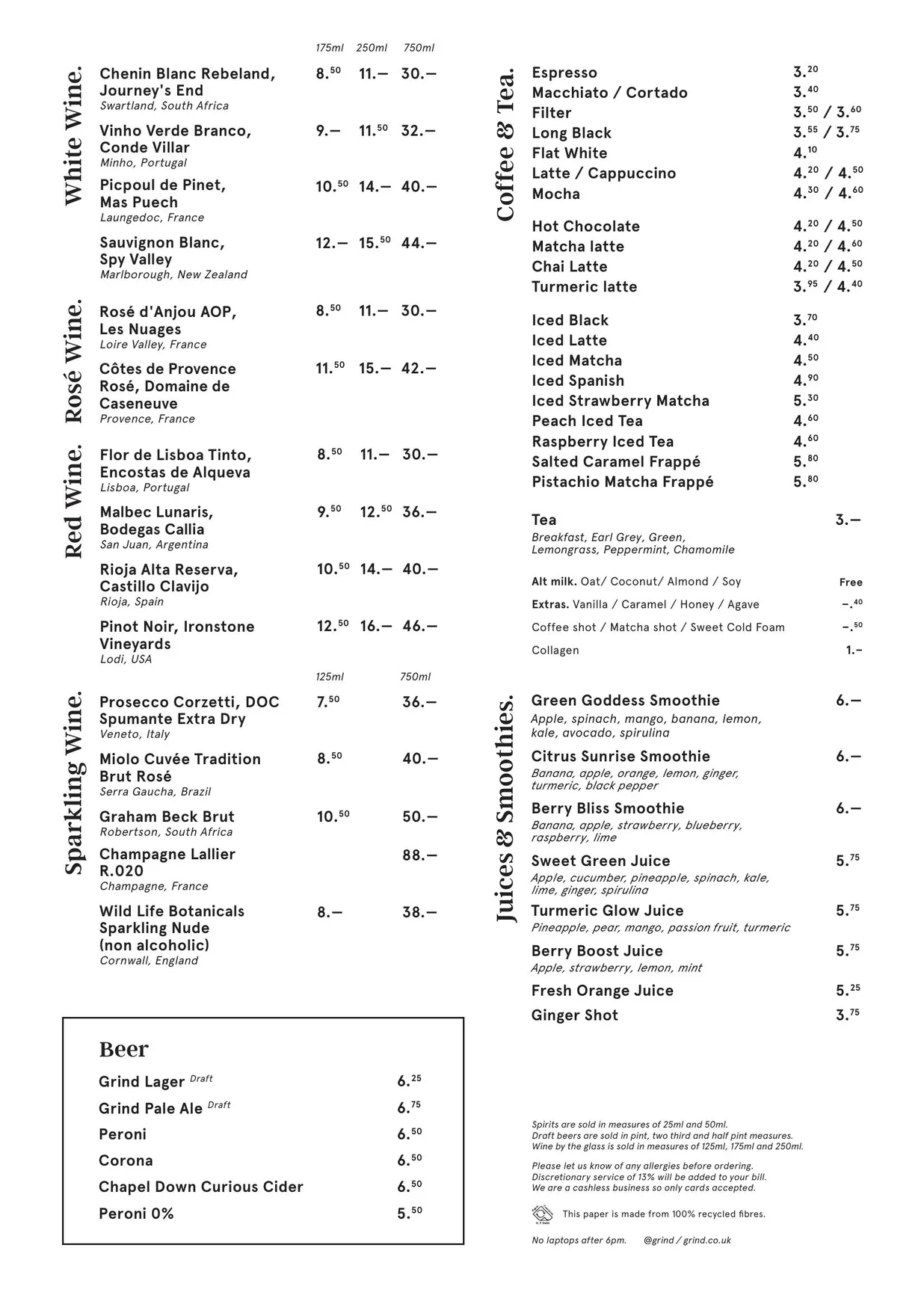 Grind Greenwich menu, page 6
