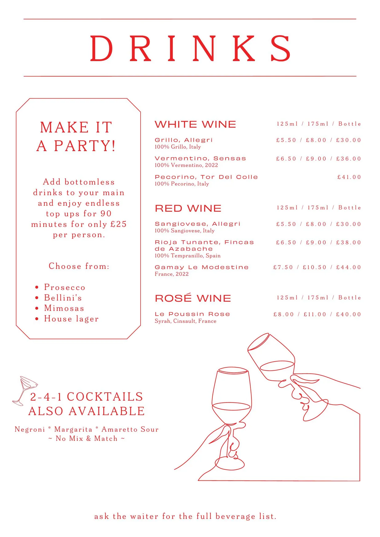 The Cardinal Bar and Kitchen menu, page 6