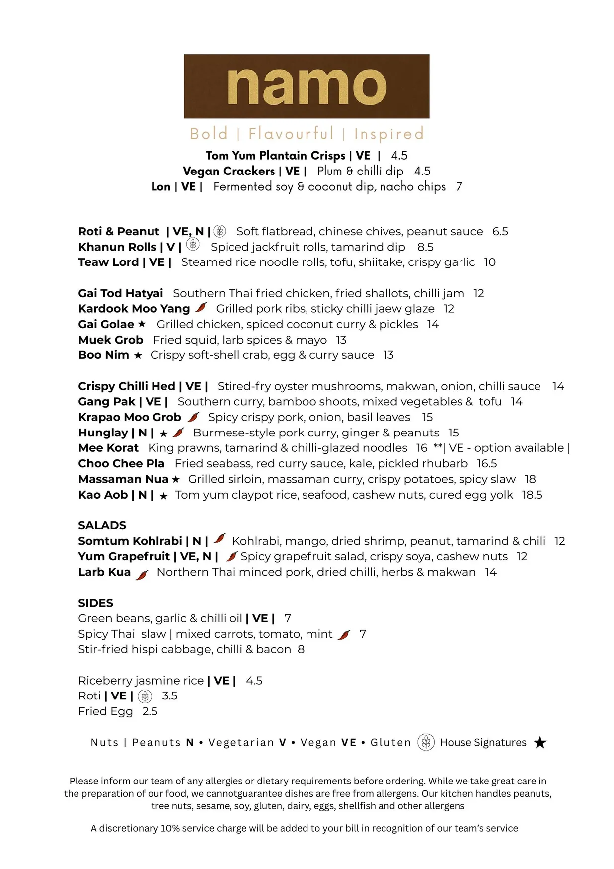 Namo menu, page 1