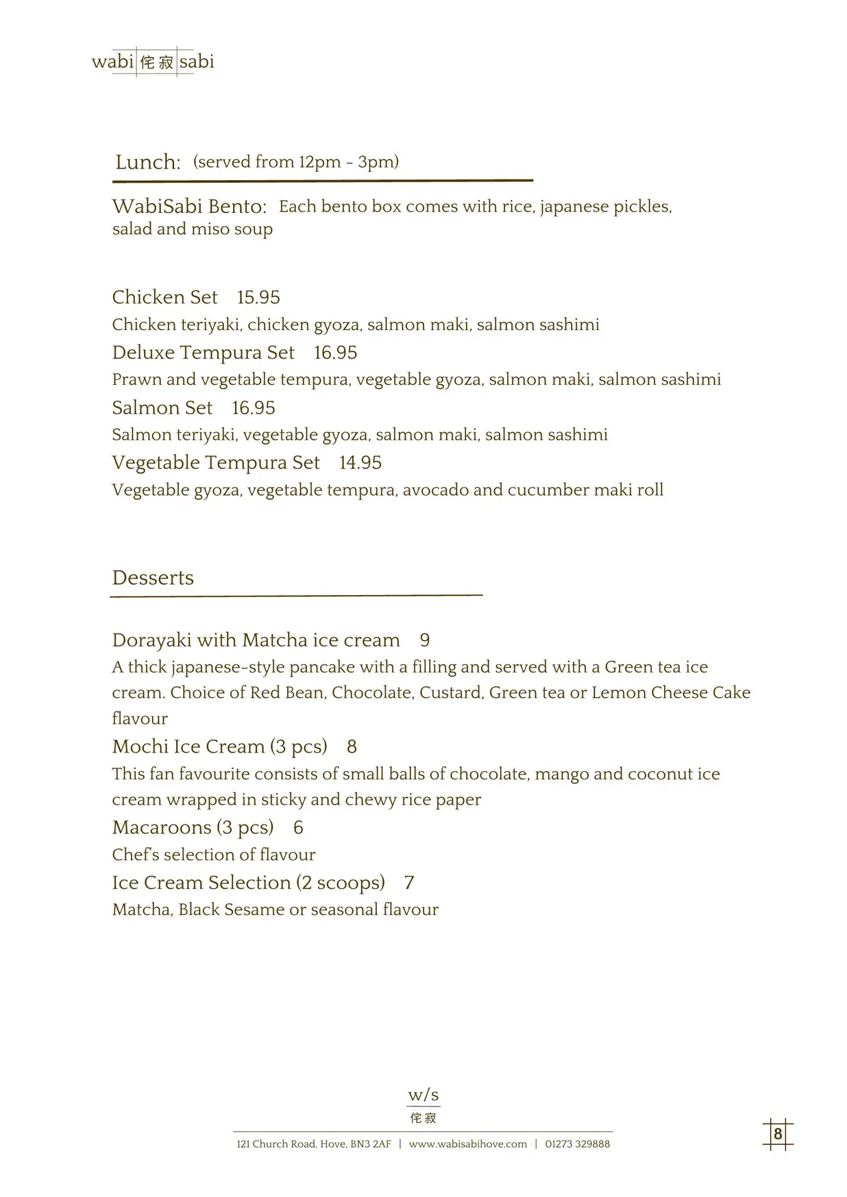 Wabi Sabi menu, page 11