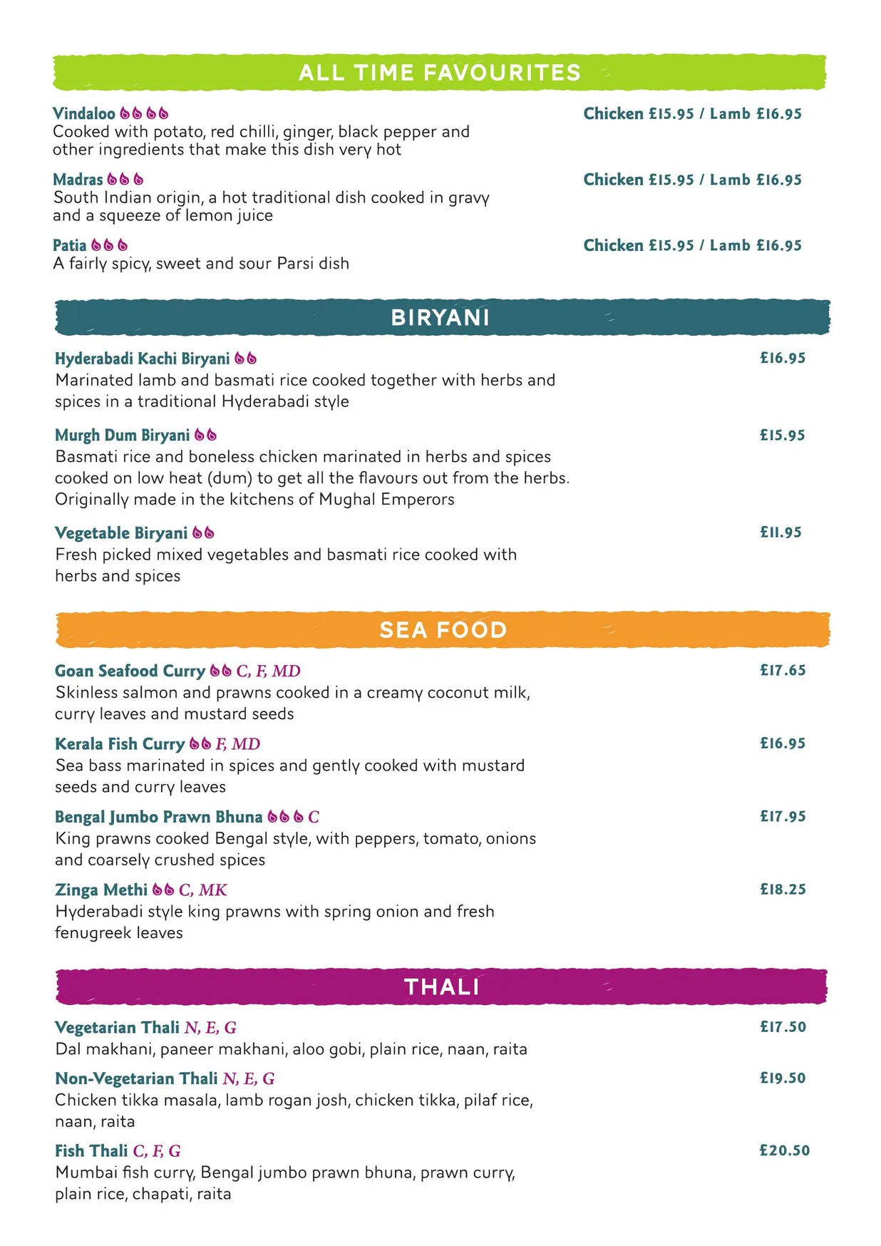 Indian Moment menu, page 4