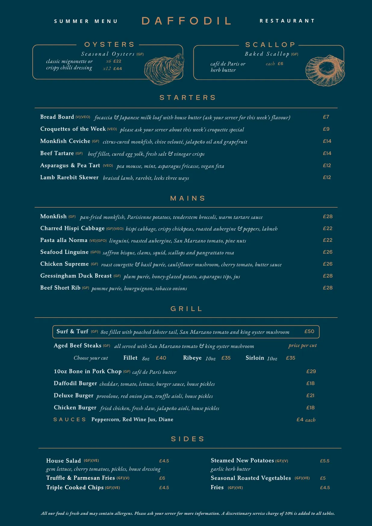 Daffodil menu, page 1