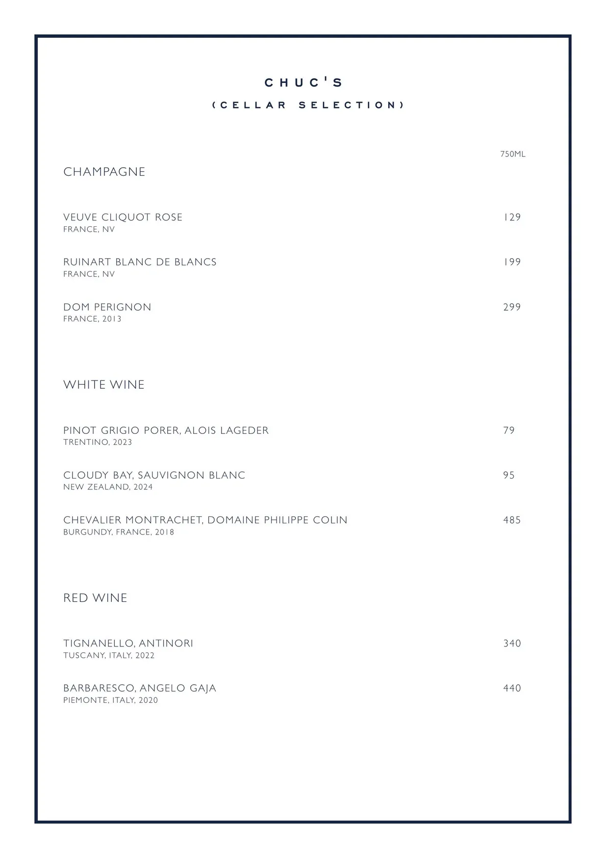 Chucs Belgravia menu, page 5