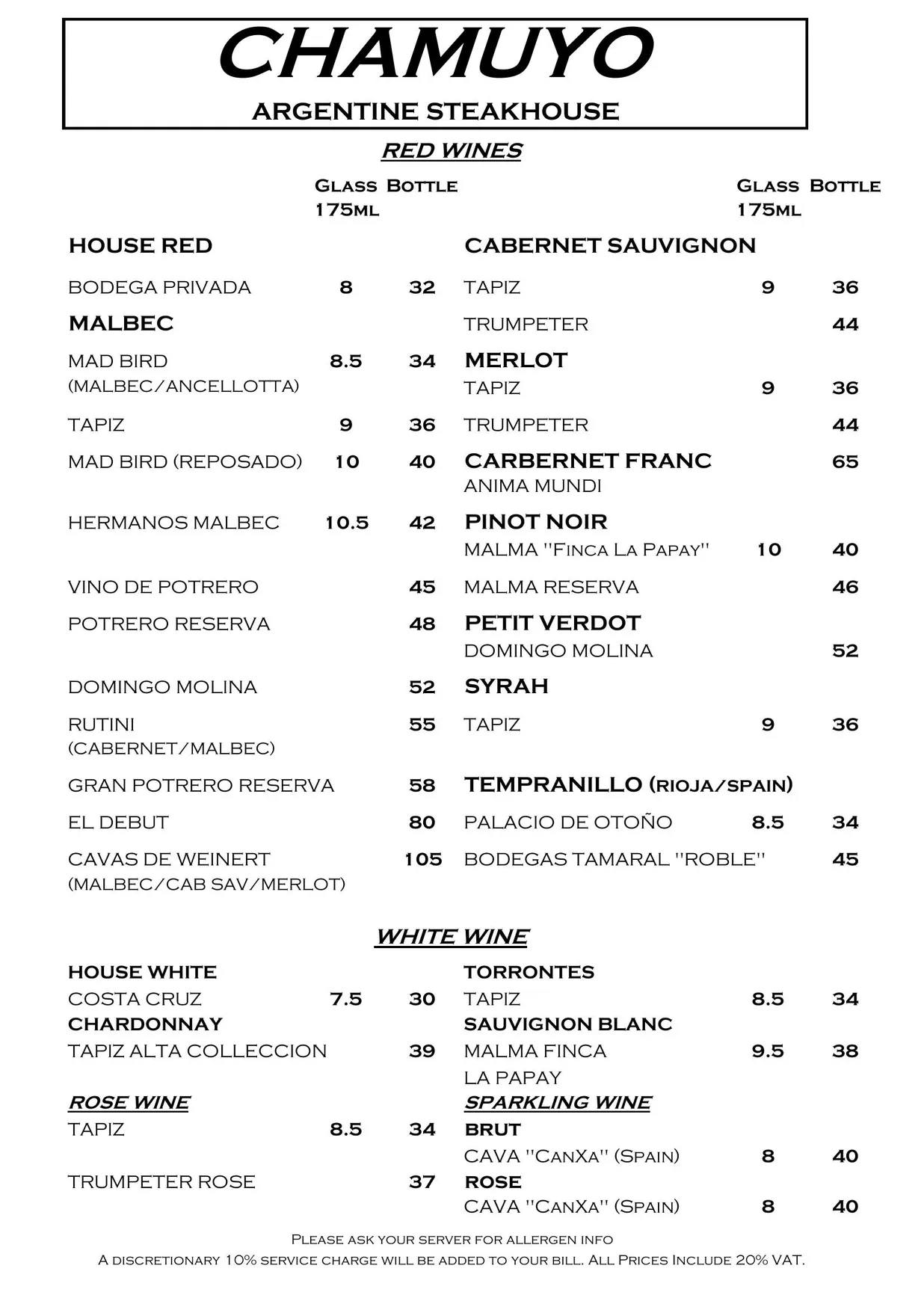 Chamuyo menu, page 4