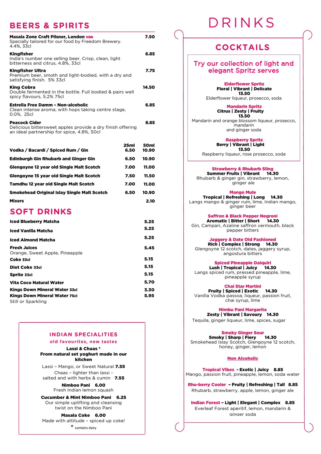 Masala Zone Covent Garden menu, page 3