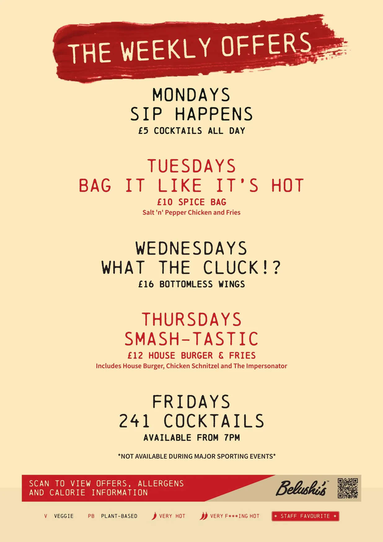 Belushi's London Bridge menu, page 3