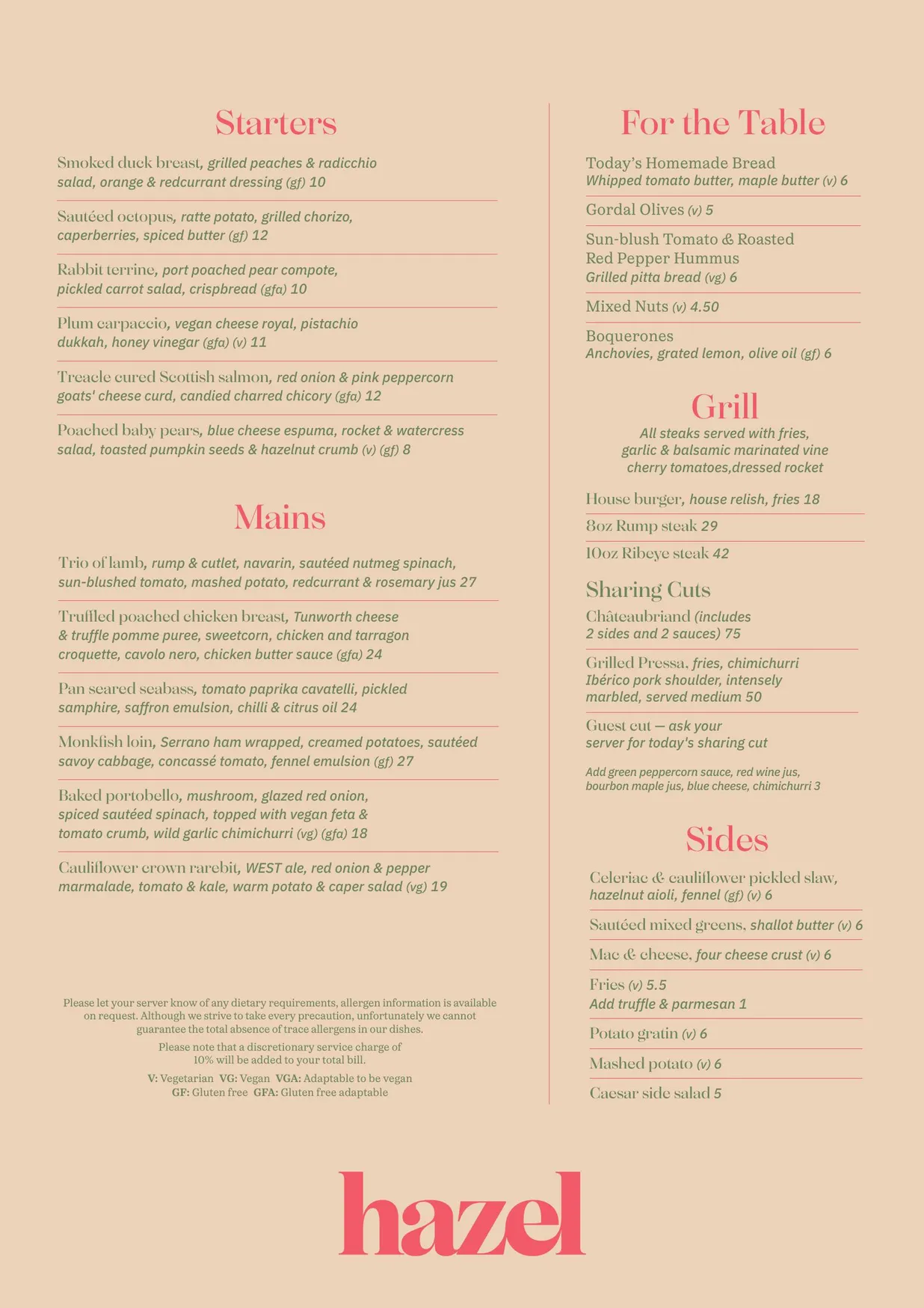 Hazel menu, page 2