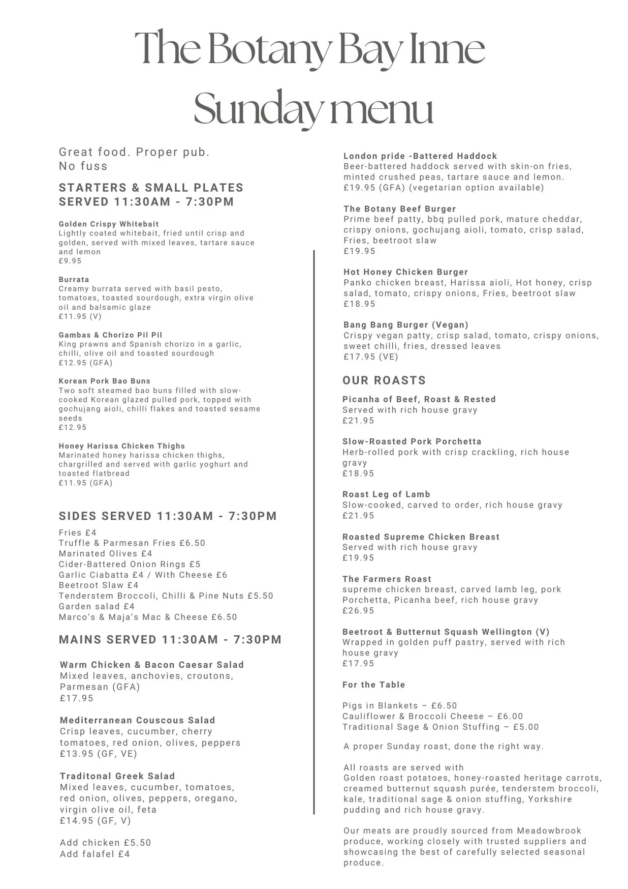The Botany Bay Inne menu, page 4