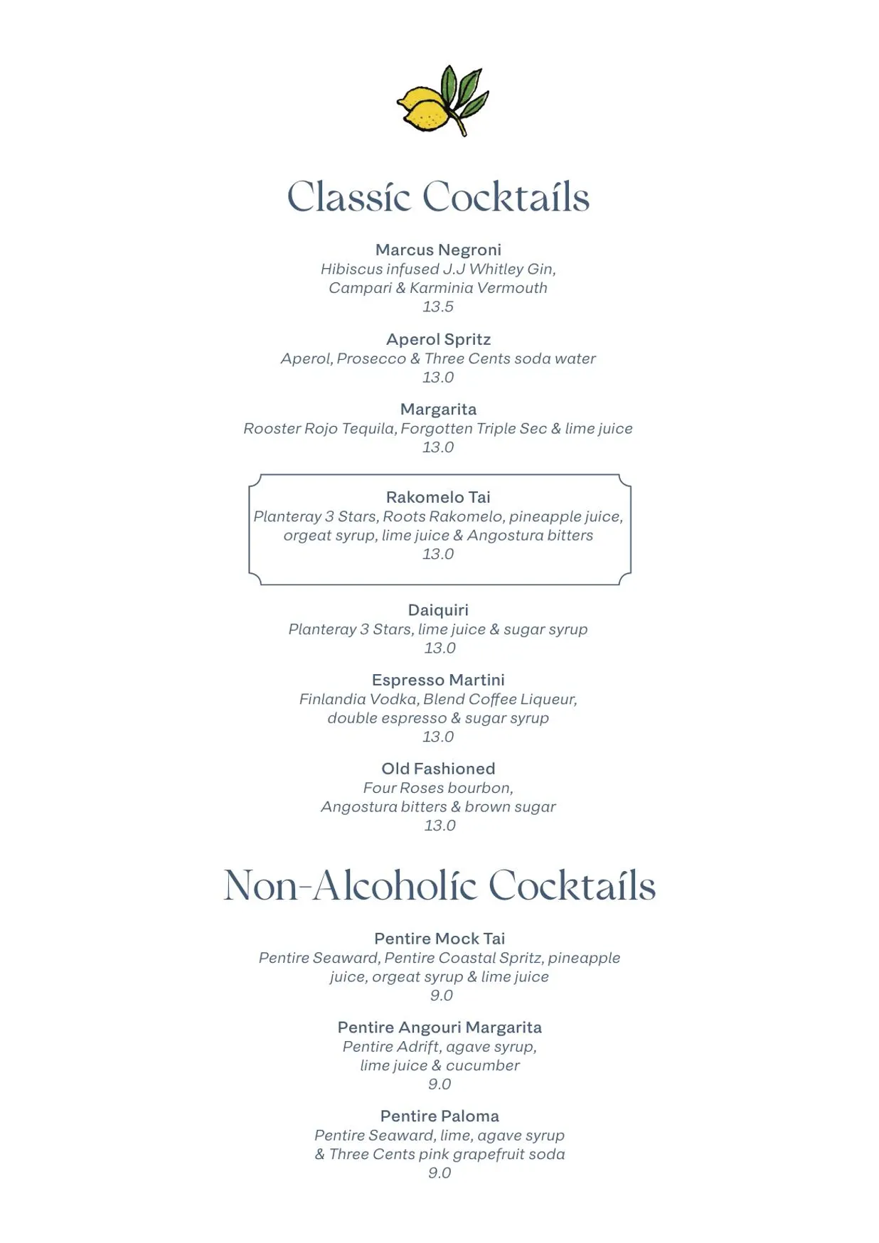 Brother Marcus Angel menu, page 4