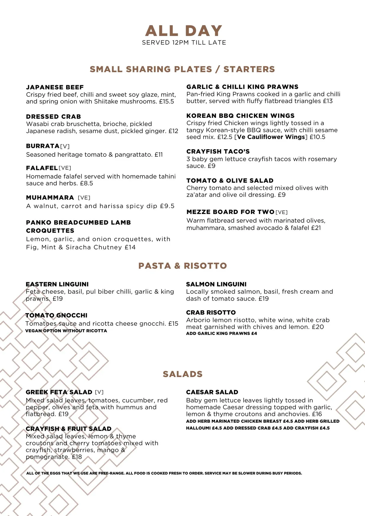 Hixon Green menu, page 4