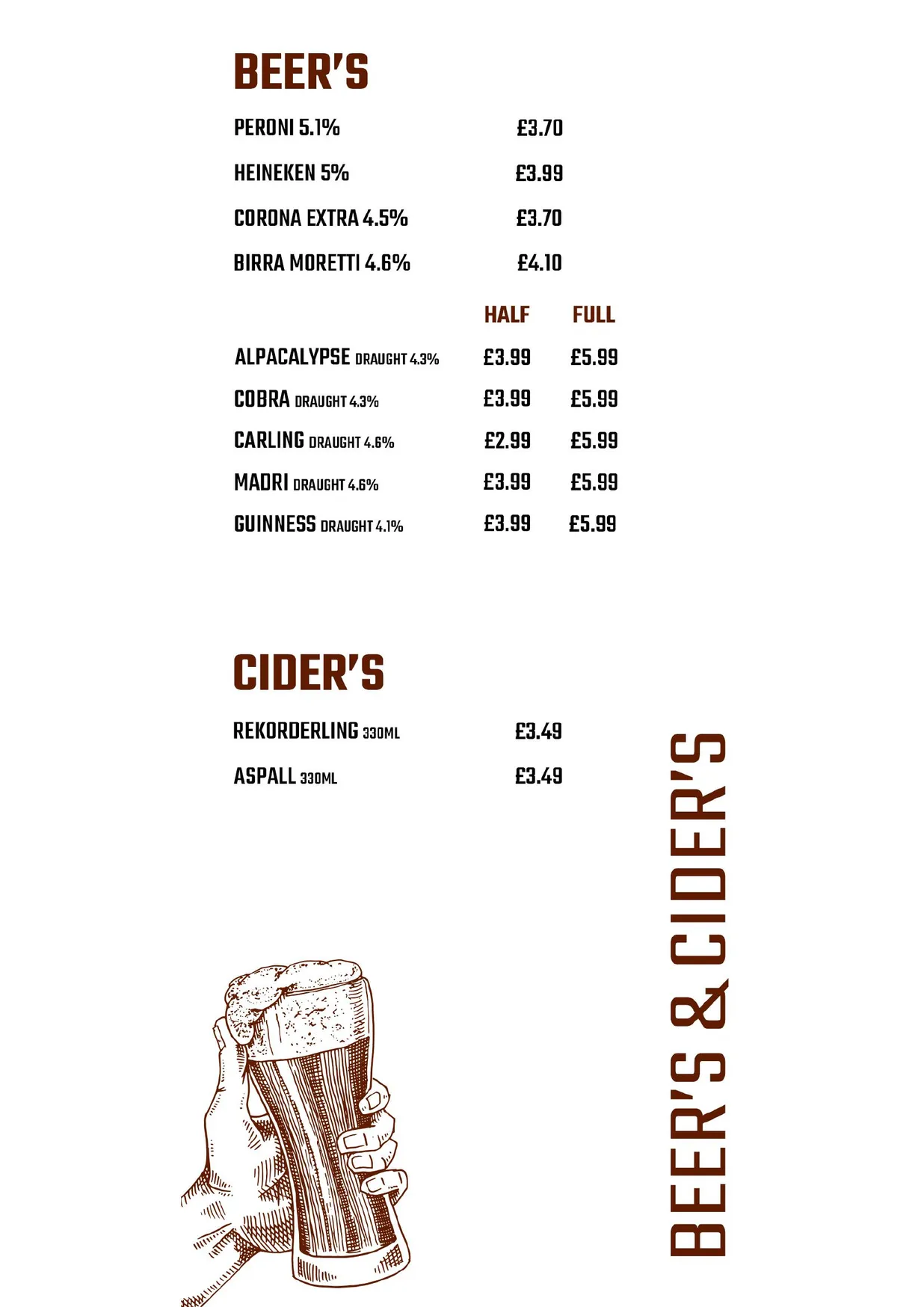 Bug and Barrell menu, page 7