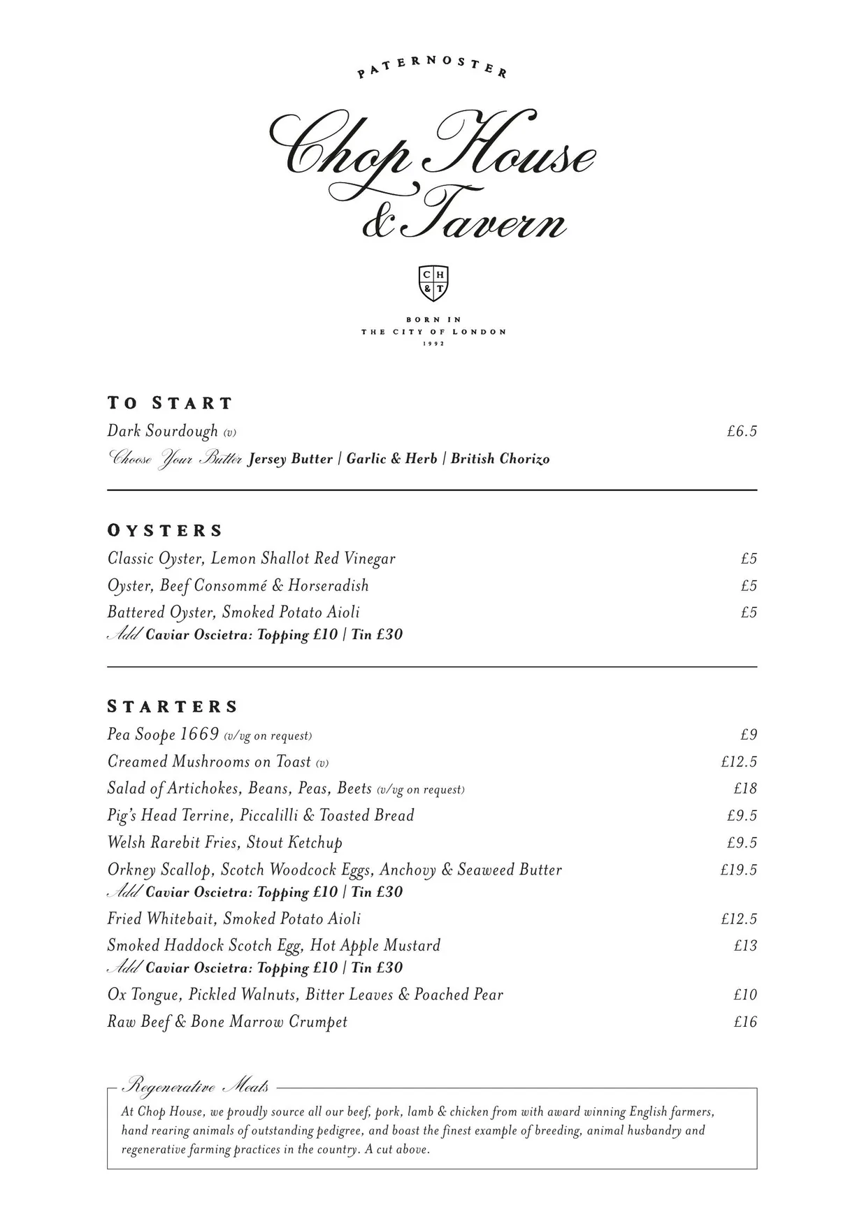 Paternoster Chop House & Tavern menu, page 2