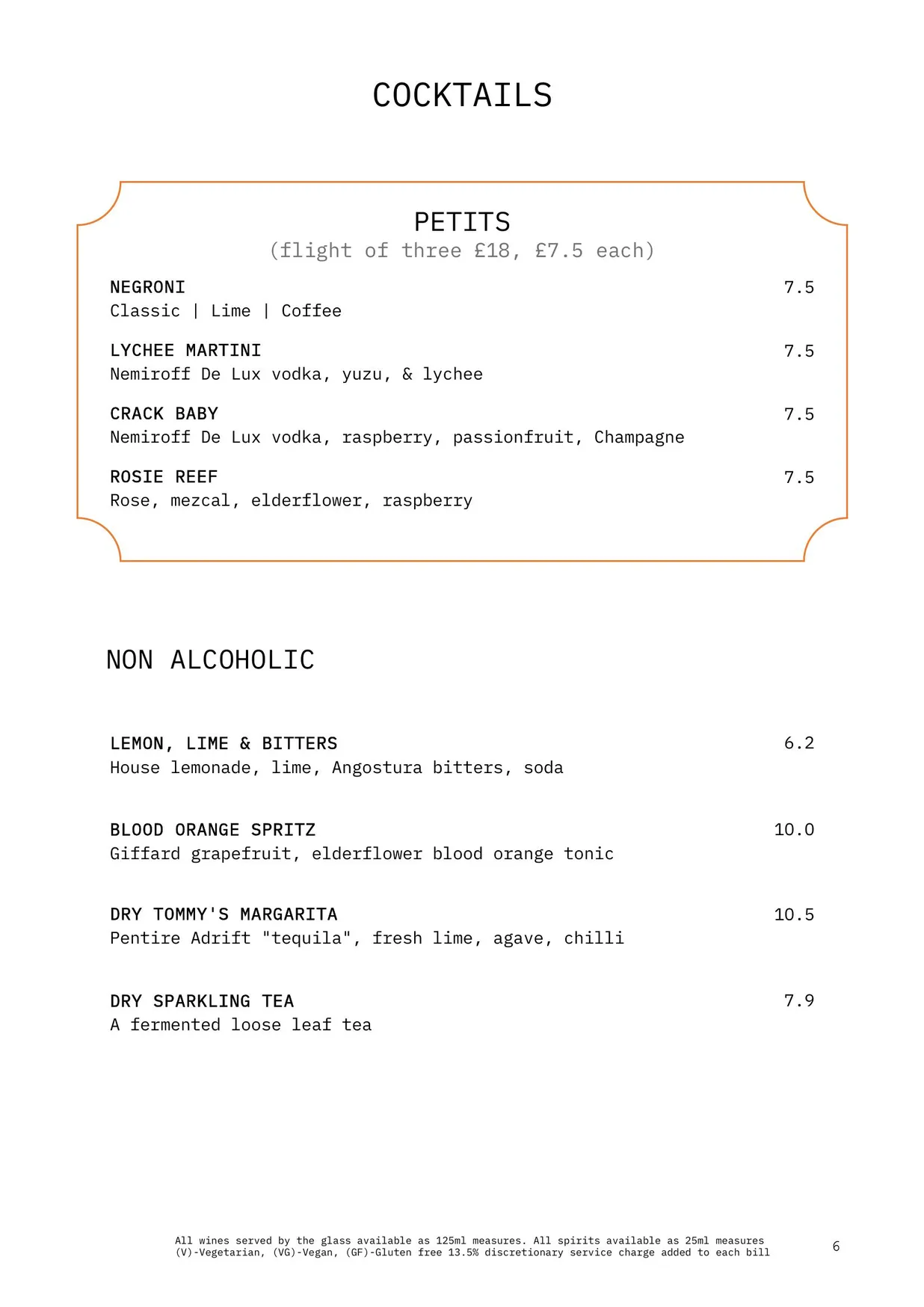 Glamarama Green menu, page 8