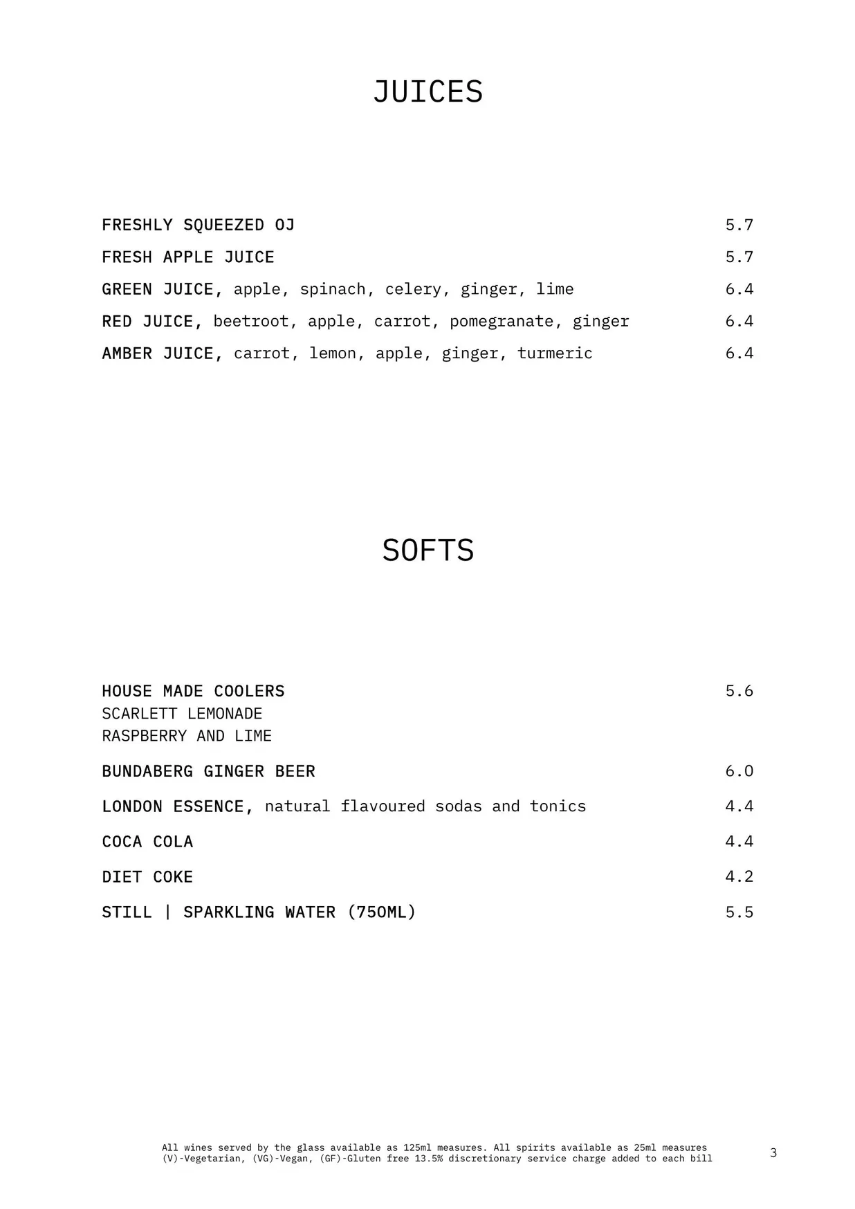 Larry's at the National Portrait Gallery menu, page 4