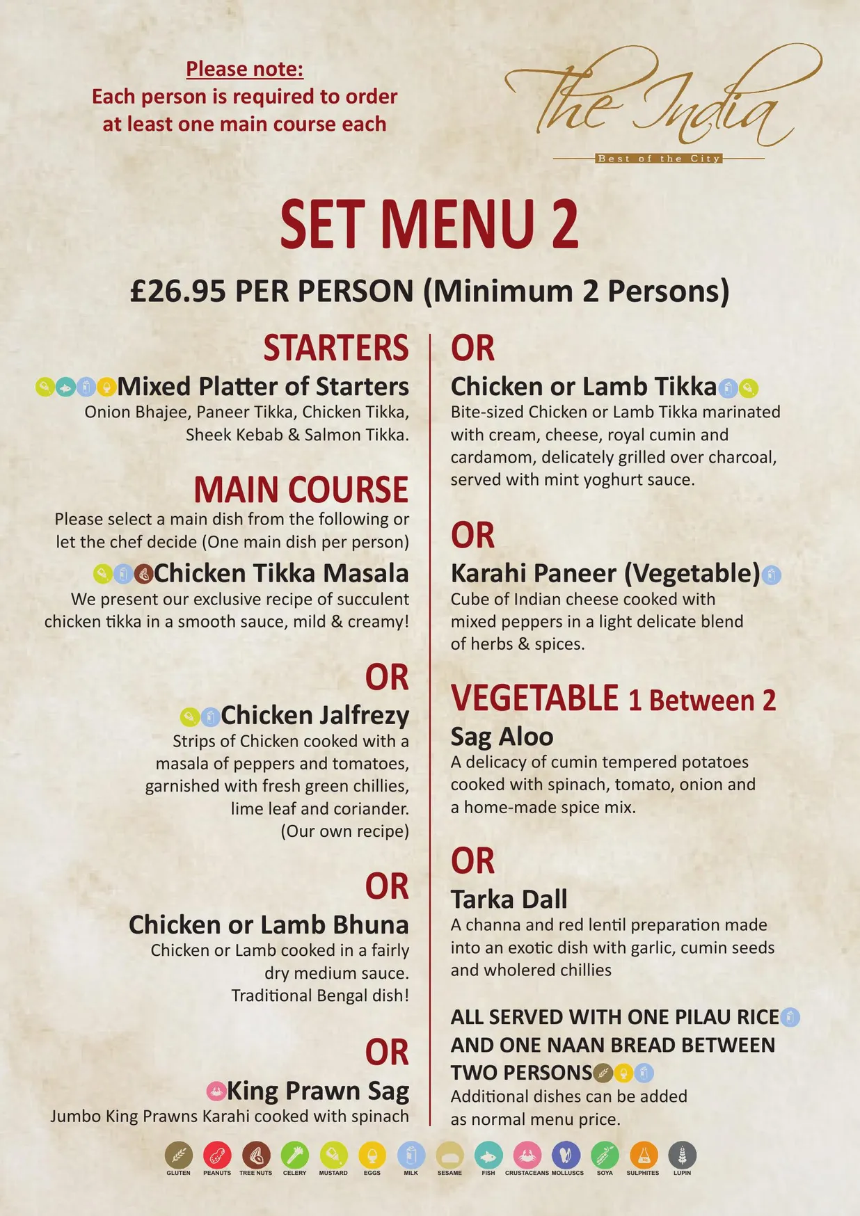 The India menu, page 5