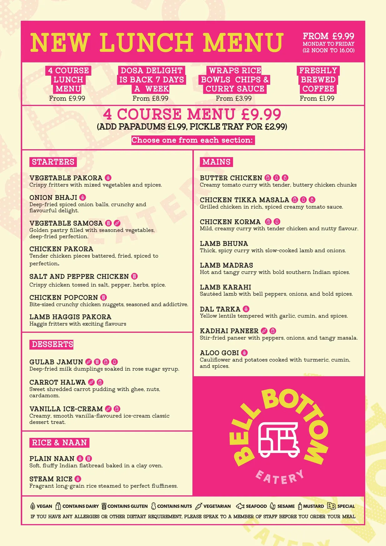 Bell Bottom Eatery menu, page 1