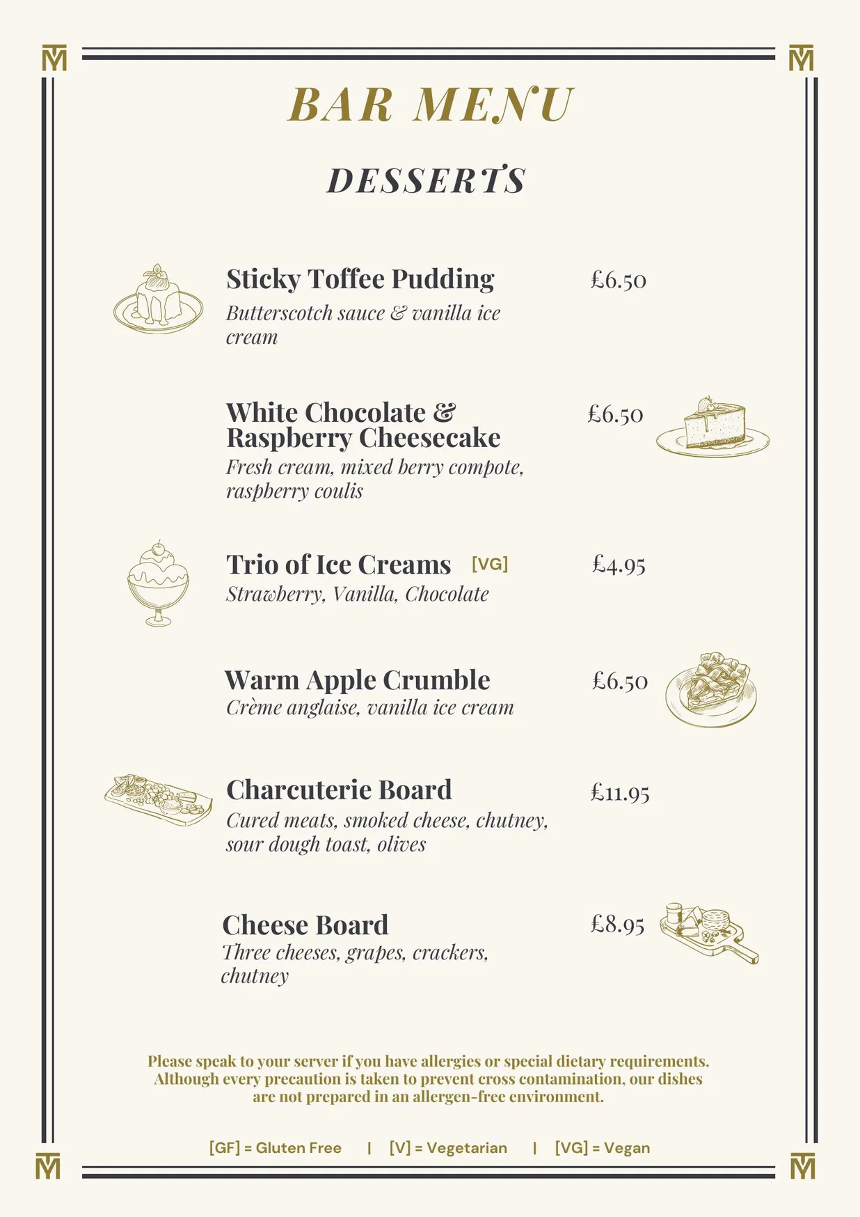 Gallery Restaurant menu, page 3