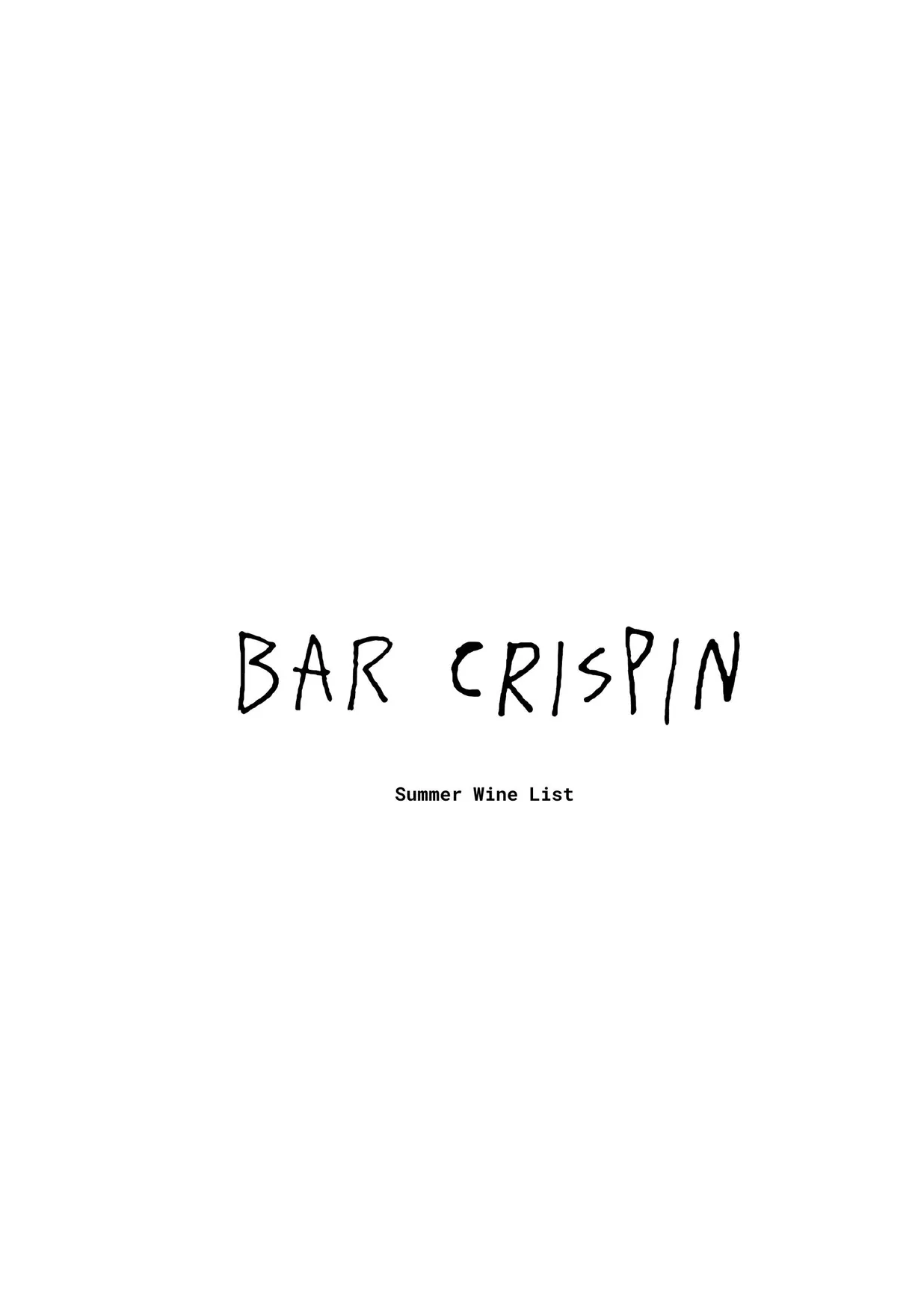 Bar Crispin menu, page 2