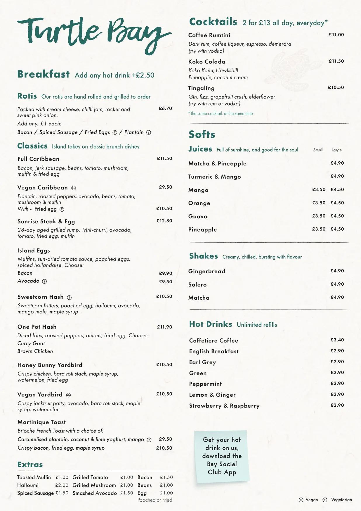 Turtle Bay menu, page 4