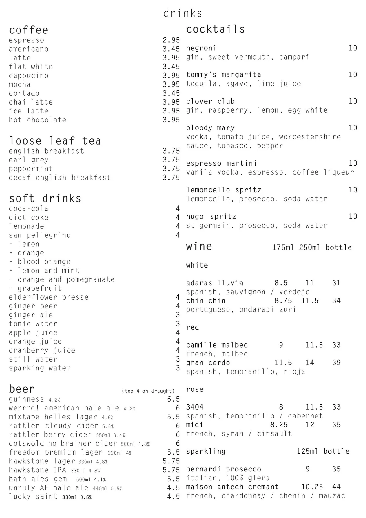The Halfpenny menu, page 2