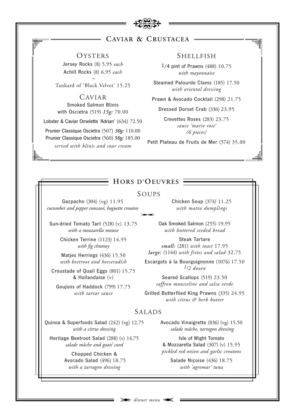 The Wolseley menu, page 1