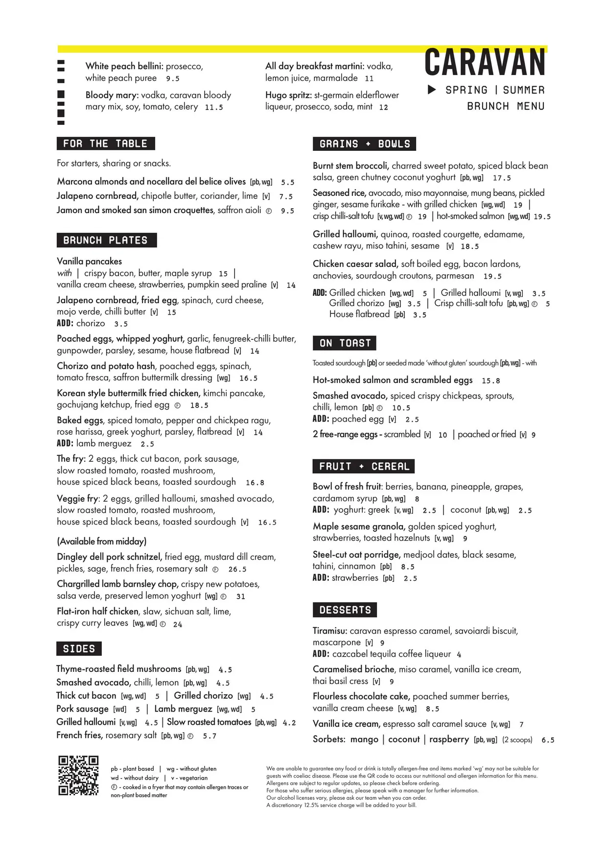 Caravan Exmouth Market menu, page 1