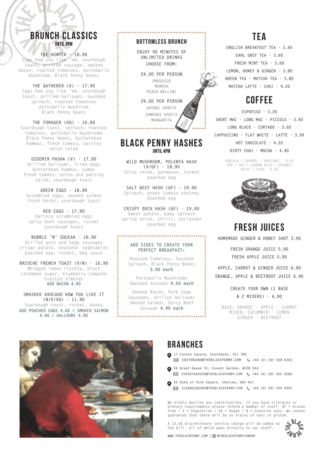 The Black Penny Southbank menu, page 4