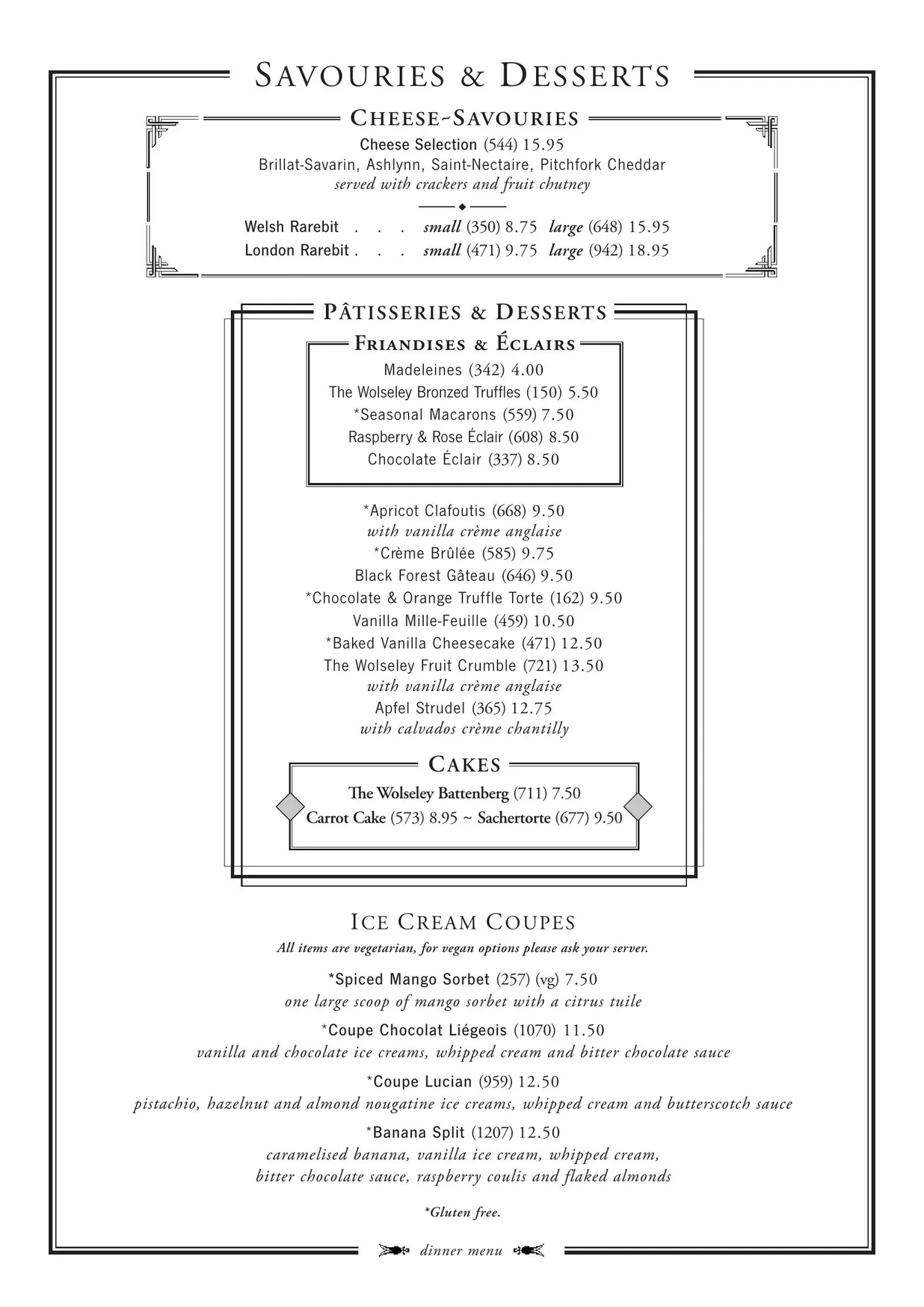 The Wolseley menu, page 3