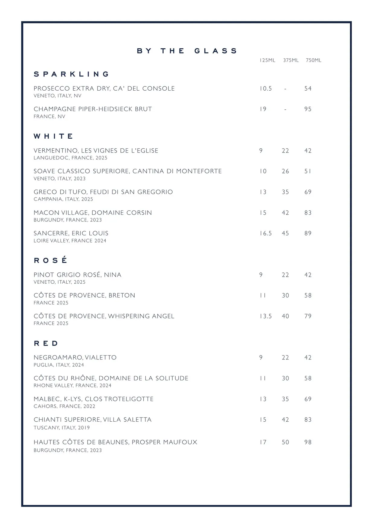 Chucs Belgravia menu, page 6