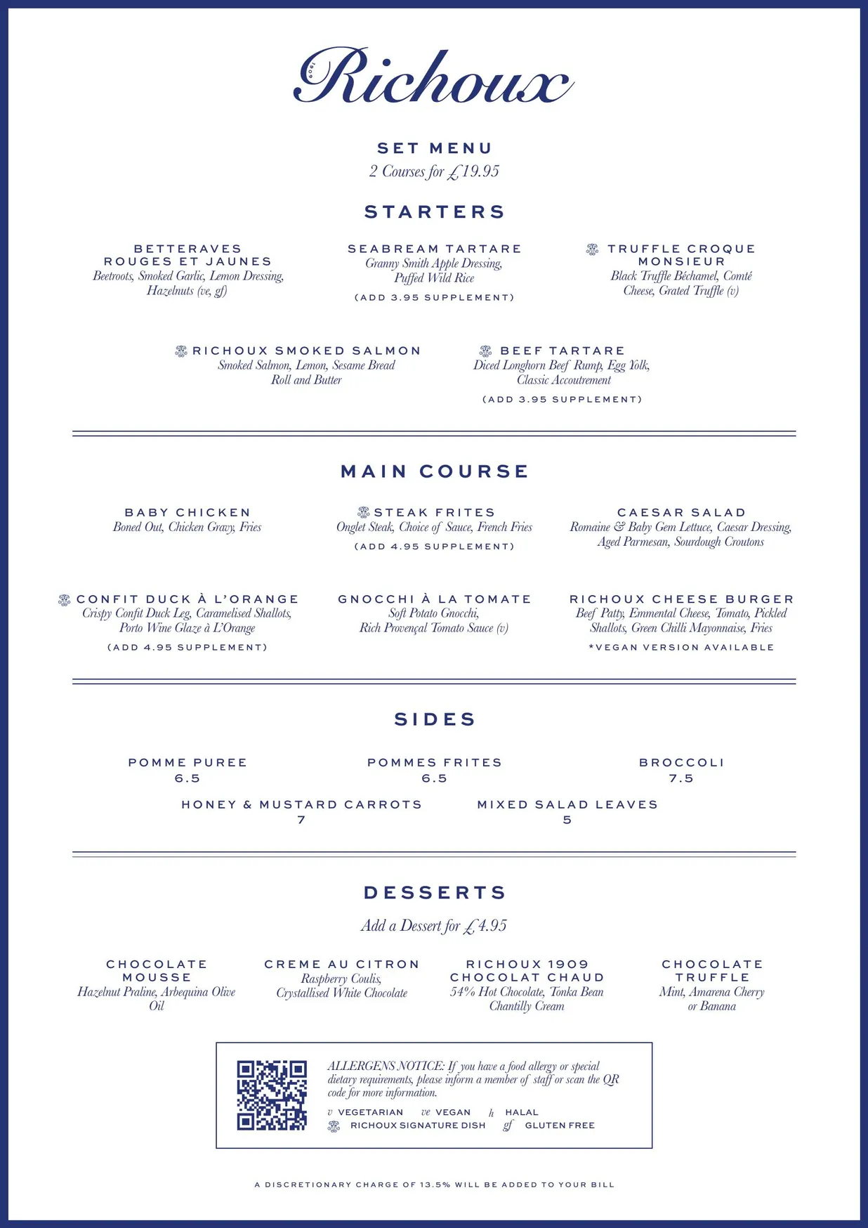 Richoux Oxford Circus menu, page 3
