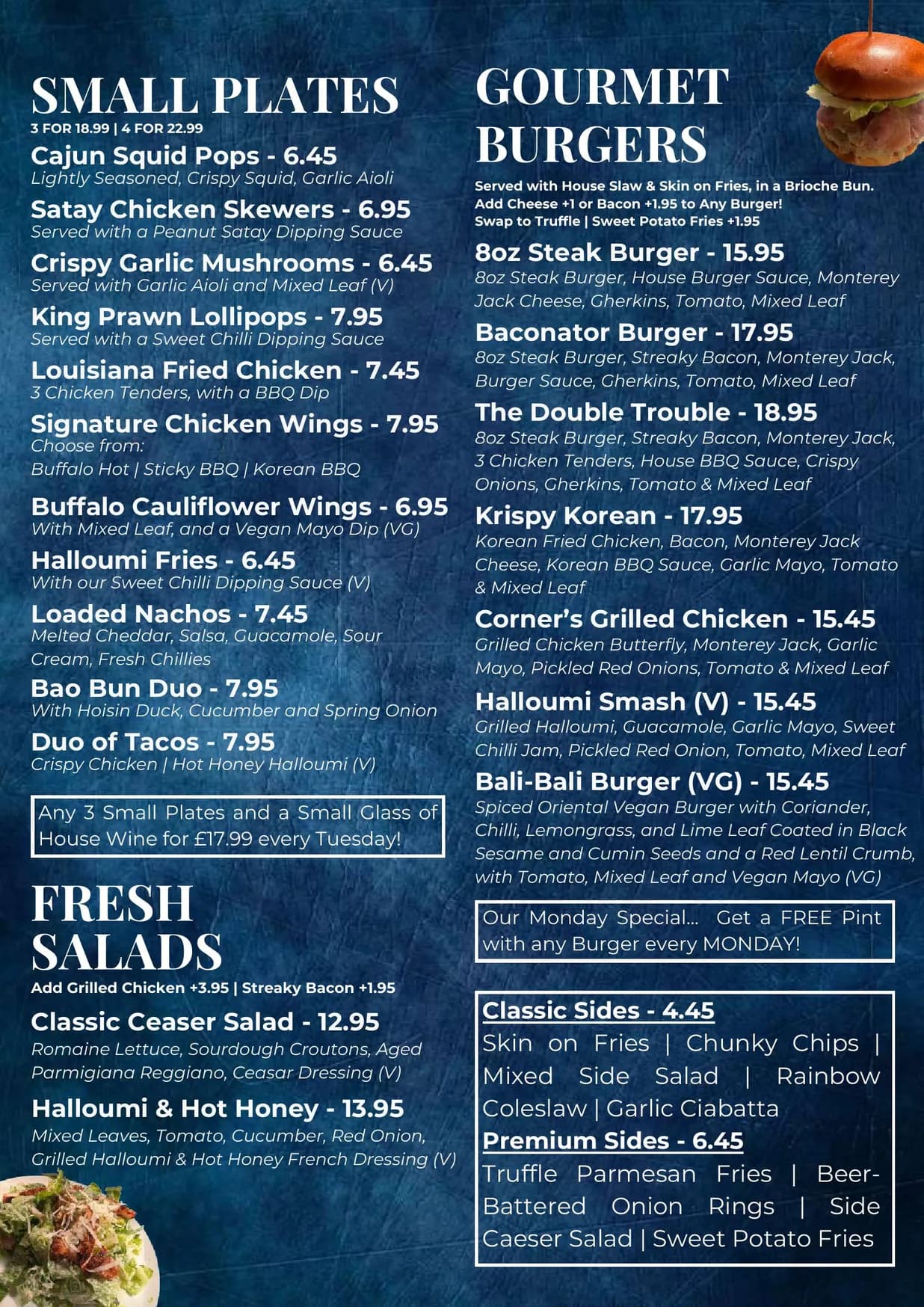 Street Corner Bar & Restaurant menu, page 2
