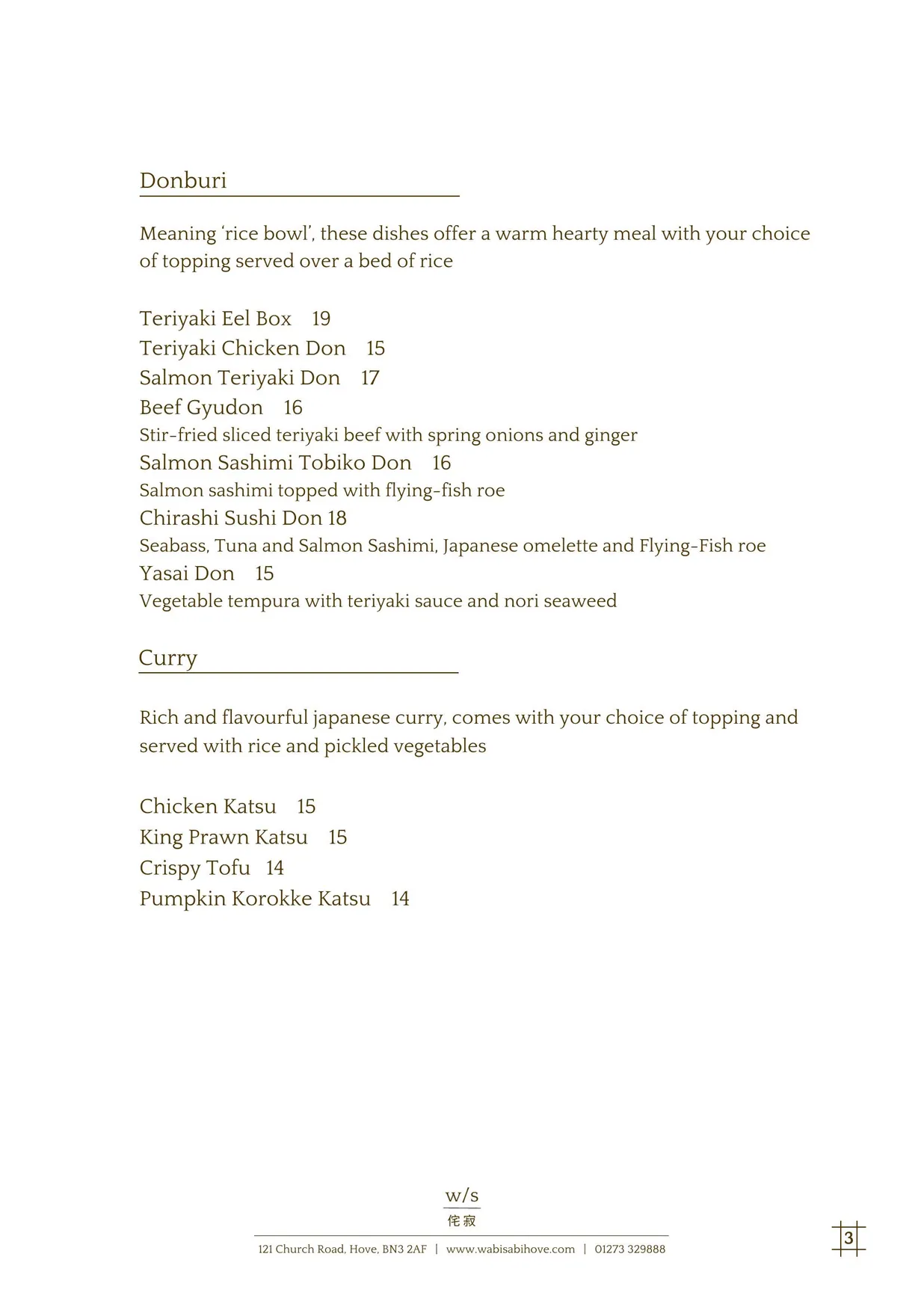Wabi Sabi menu, page 4