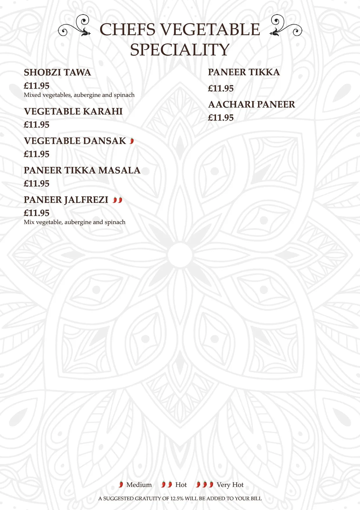 City Masala menu, page 11
