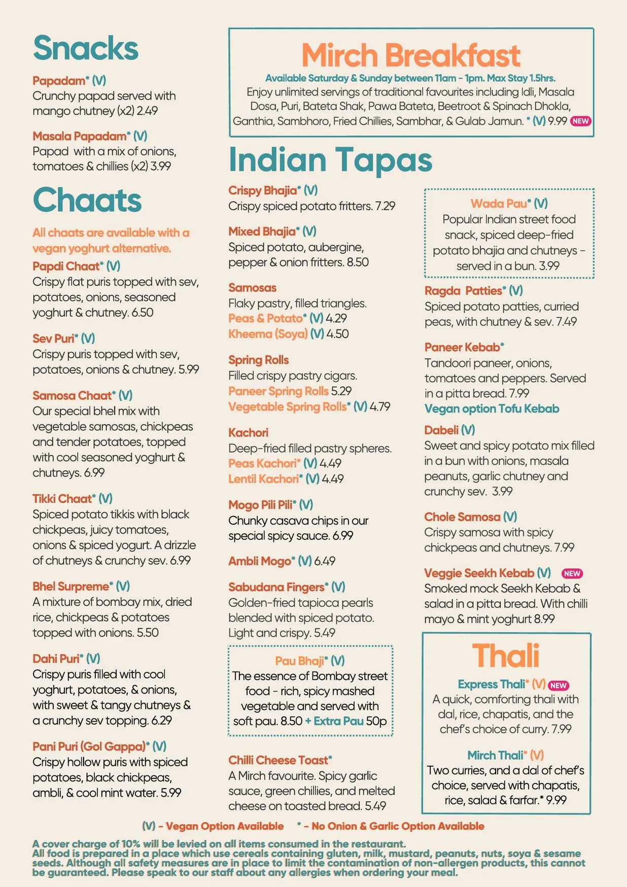 Mirch Masala menu, page 2