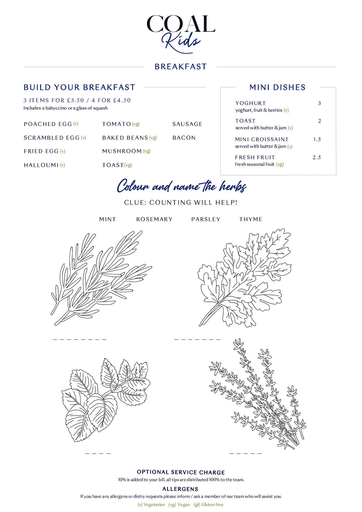 Coal Kitchen menu, page 4