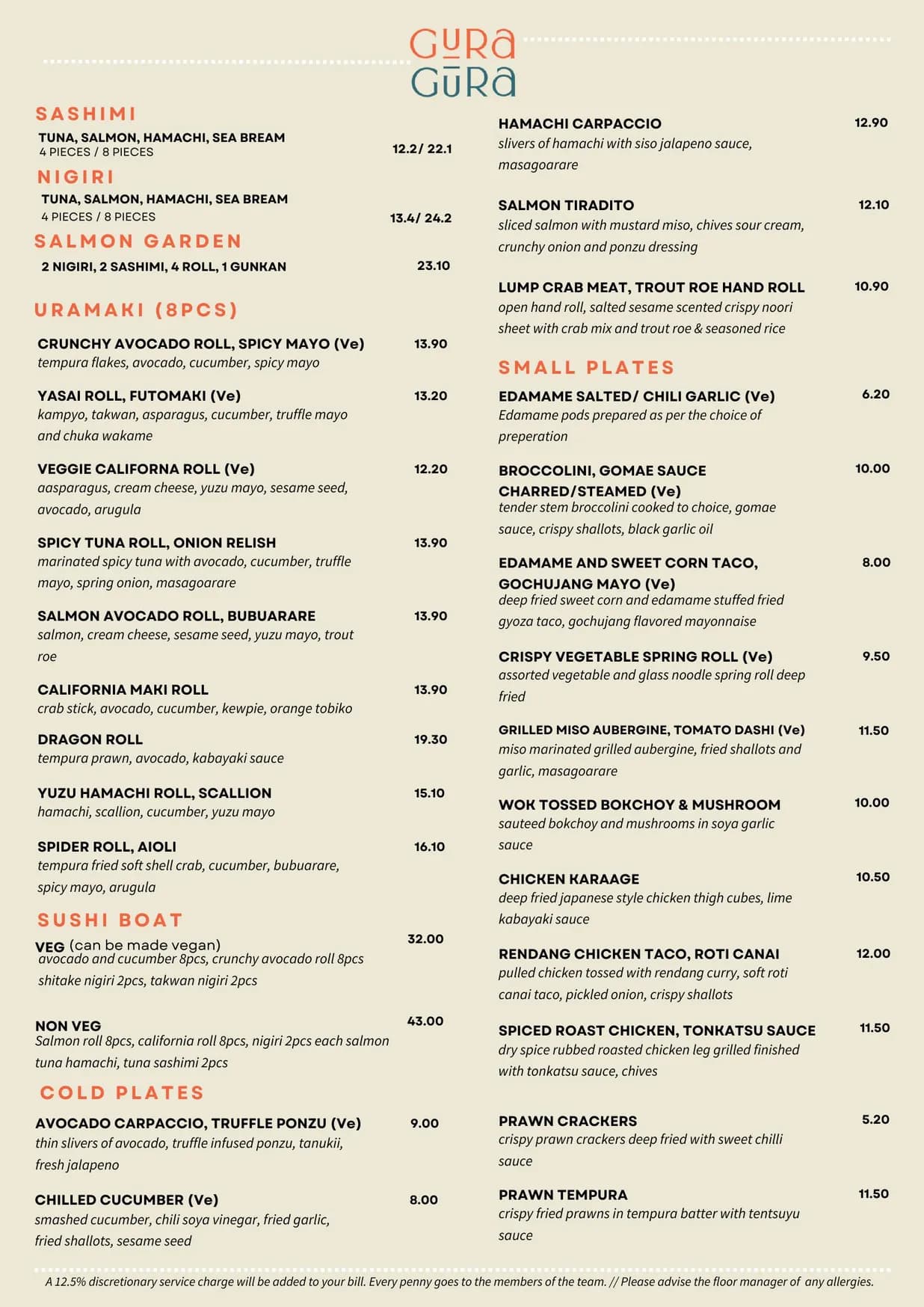 Gura Gura menu, page 1