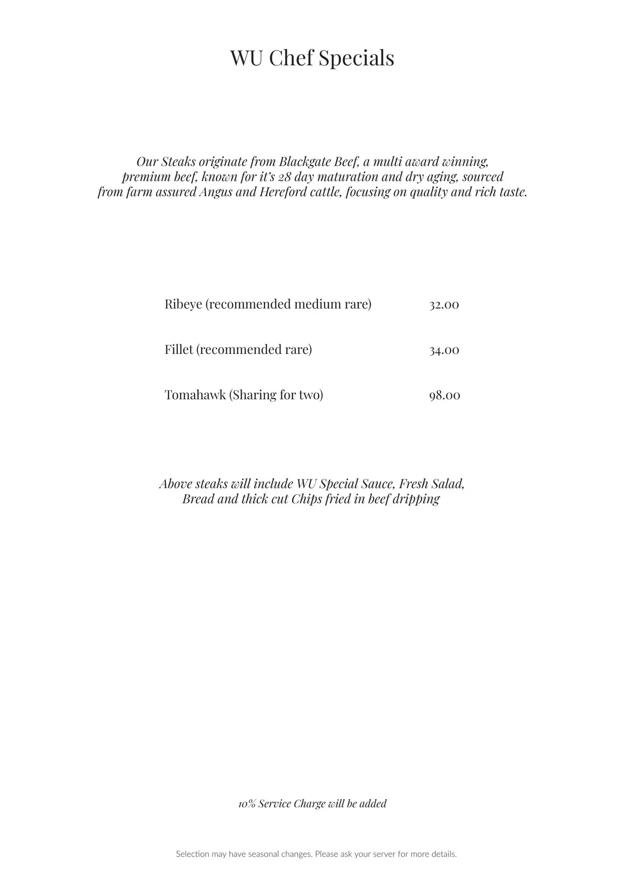 Wu Asia Pacific menu, page 1