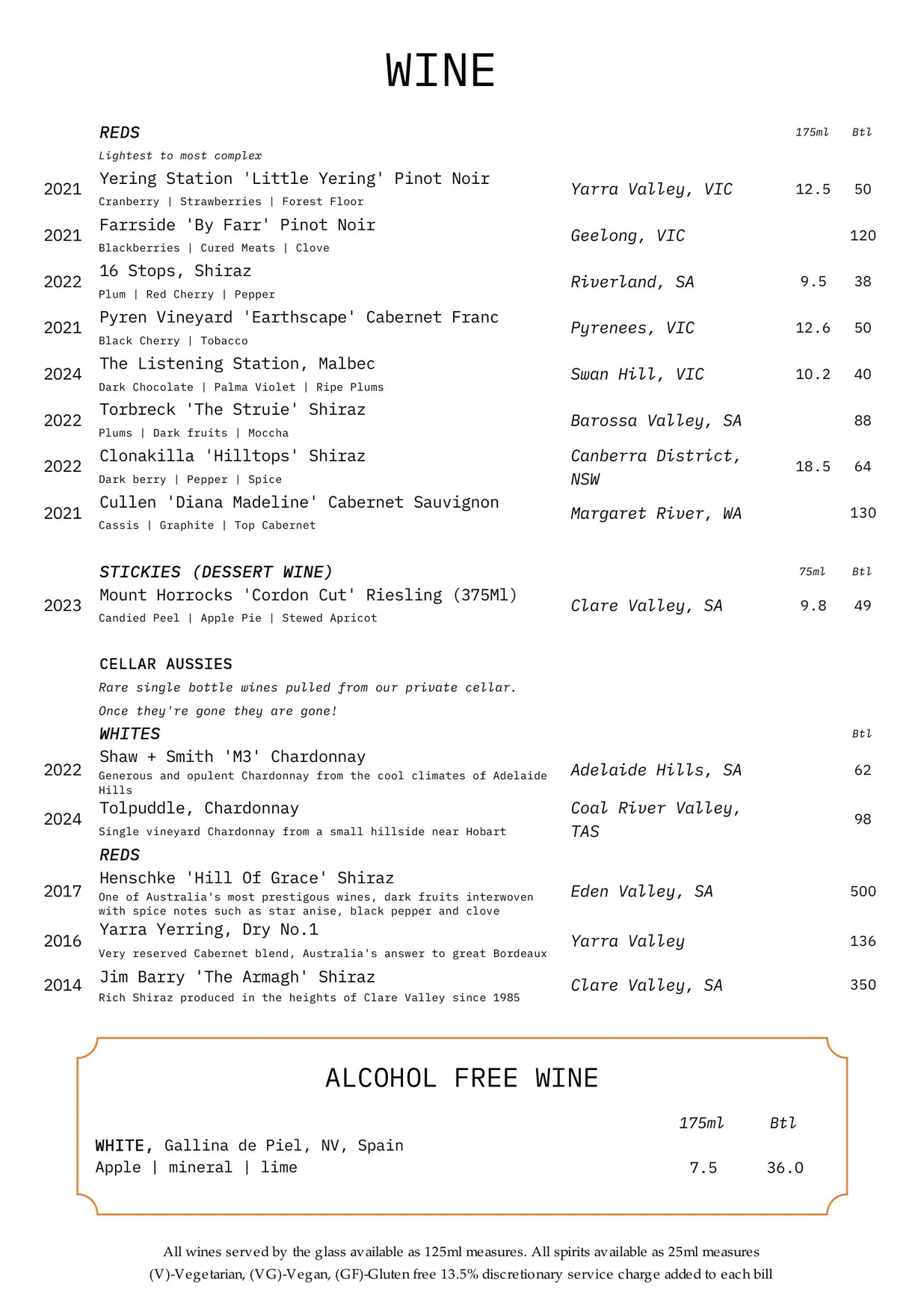Margot Green menu, page 9