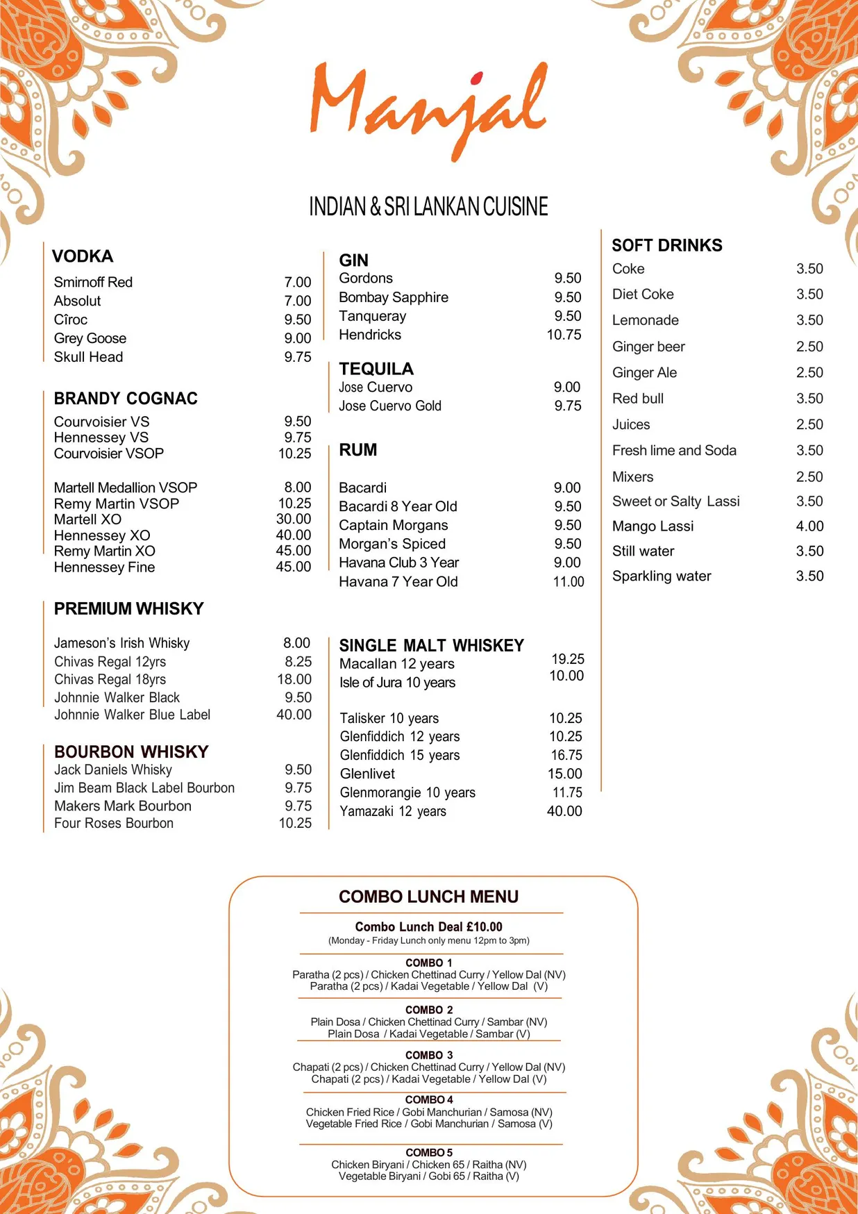 Manjal Loughton menu, page 6