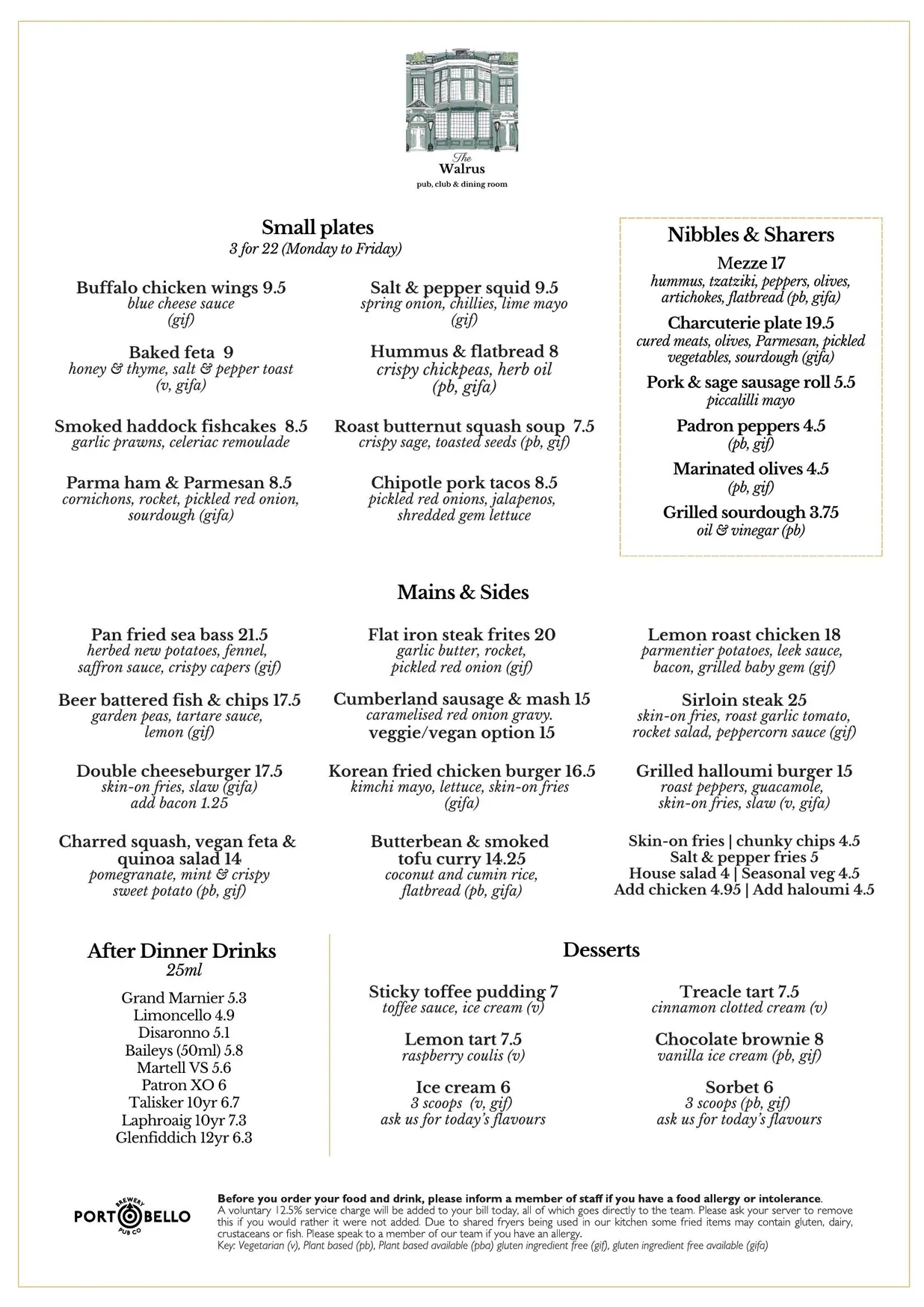 The Walrus menu, page 1