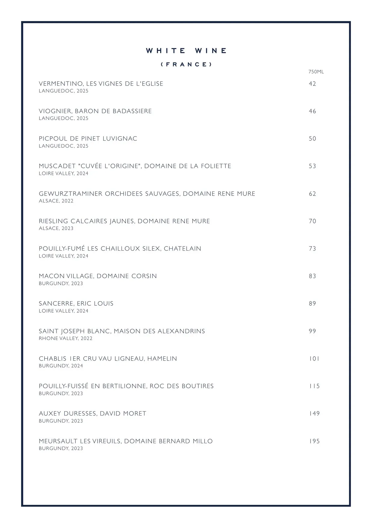 Chucs Belgravia menu, page 9