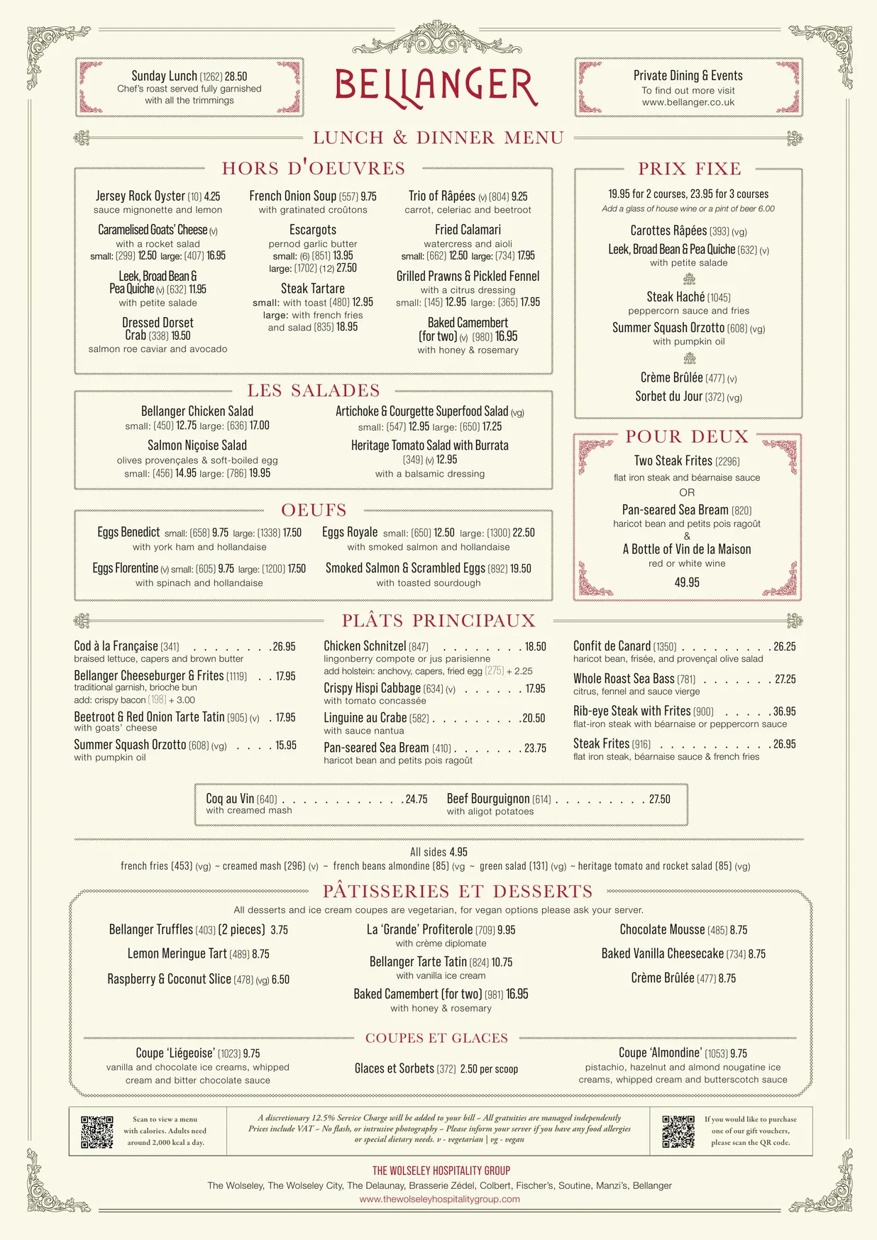 Bellanger menu, page 1